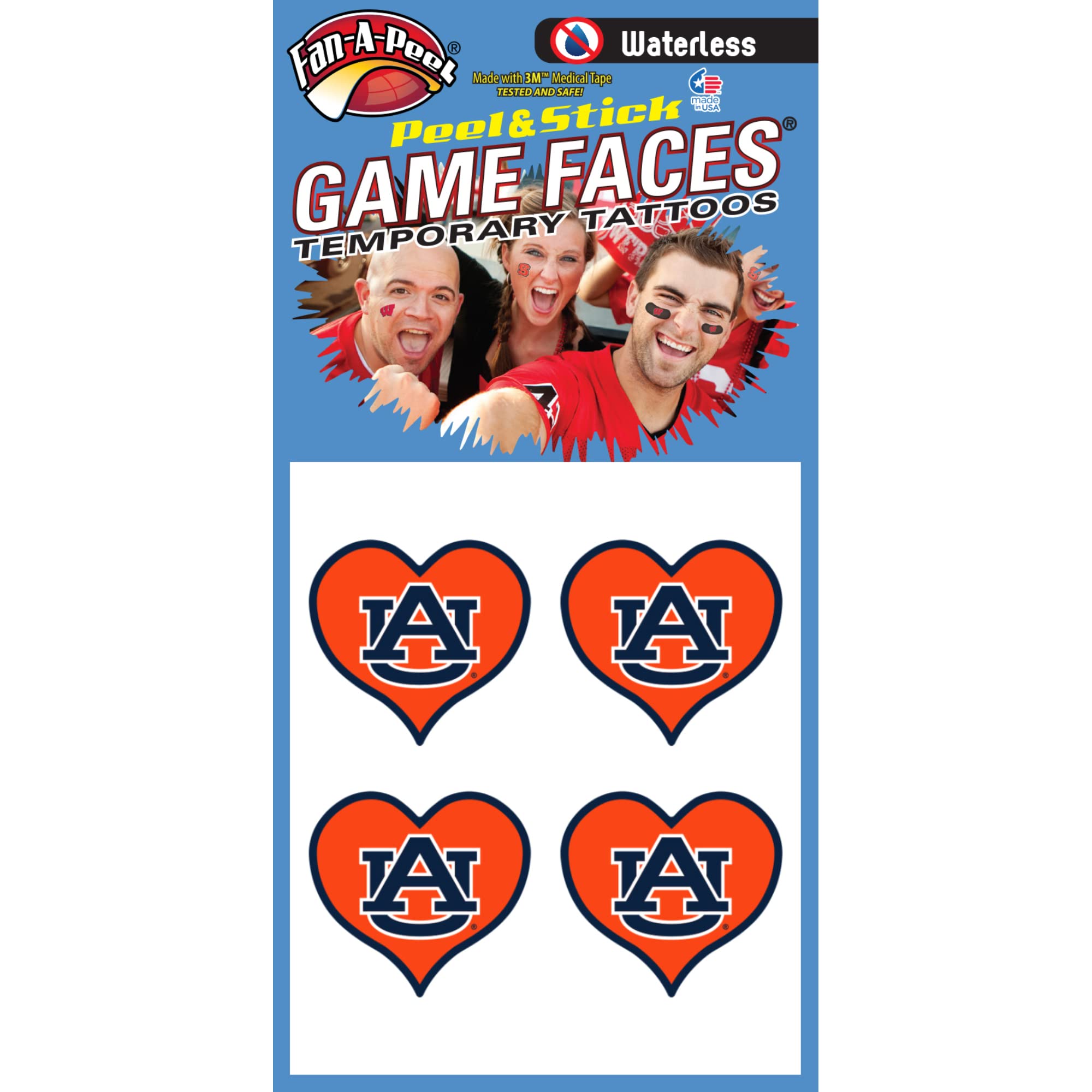 Auburn Waterless Temporary Tattoos - Hypoallergenic Peel & Stick Waterproof Fake Tattoos for Kids & Adults - Officially Licensed - Perfect for Parties, Halloween & Costume Events