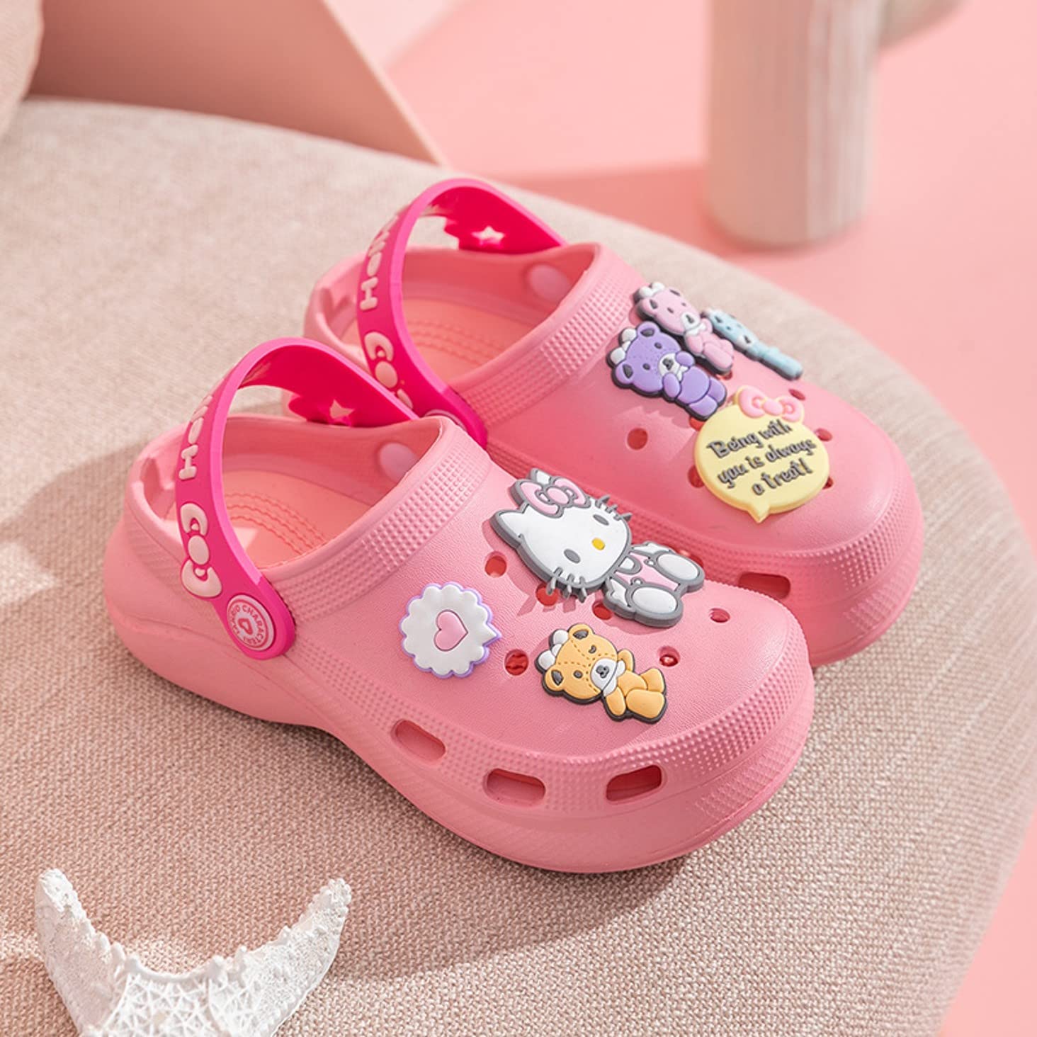 Hello Kitty Bear Clogs Slip-On Water Shoes for Girls, Toddlers & Kids - Comfortable Summer Sandals for Beach, Pool & Outdoor Play