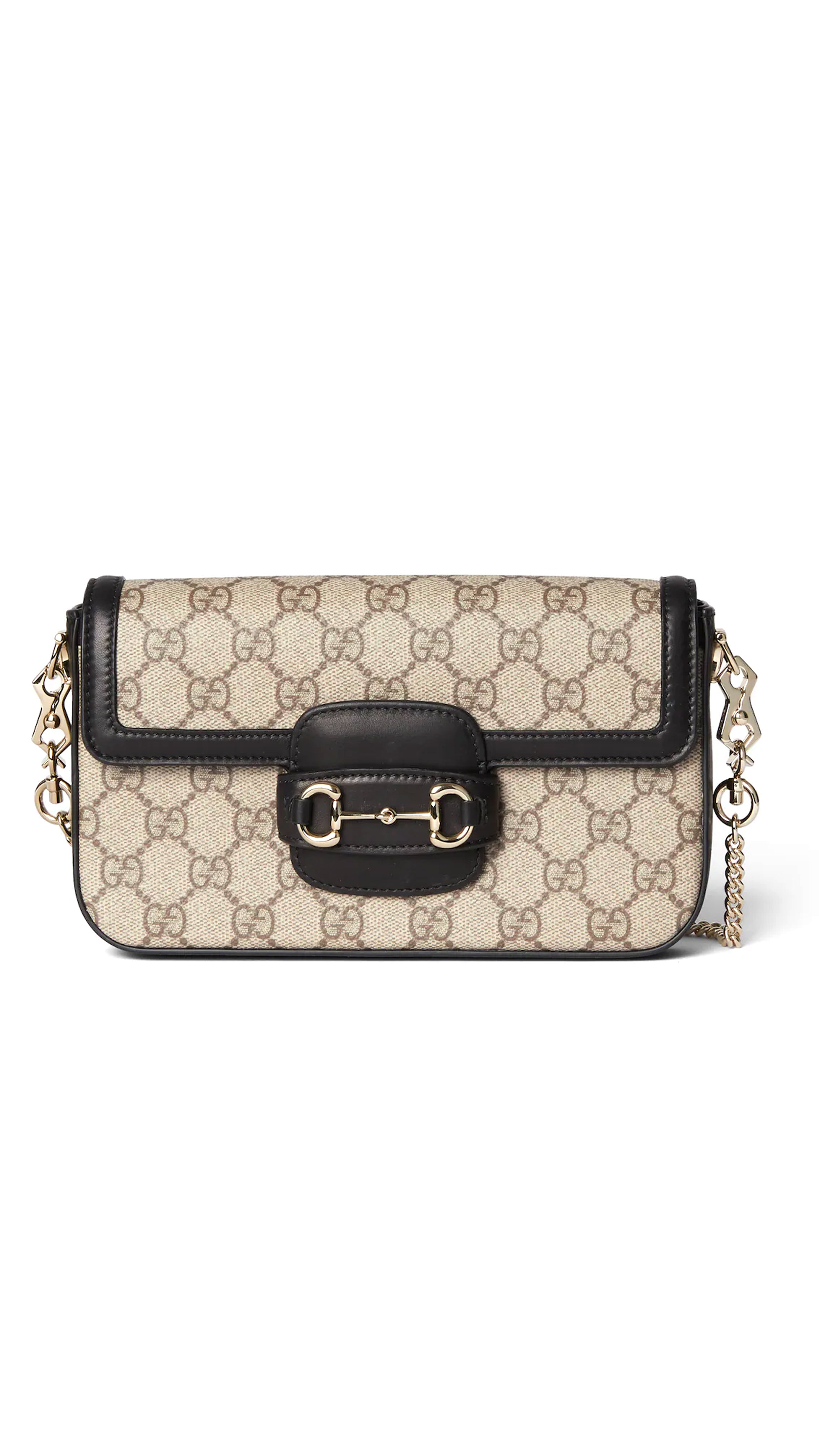 1955 Horsebit Soft Small Shoulder Bag in Beige & Dark Brown | Elegant Crossbody Purse for Women, Perfect for Work, Travel & Everyday Use
