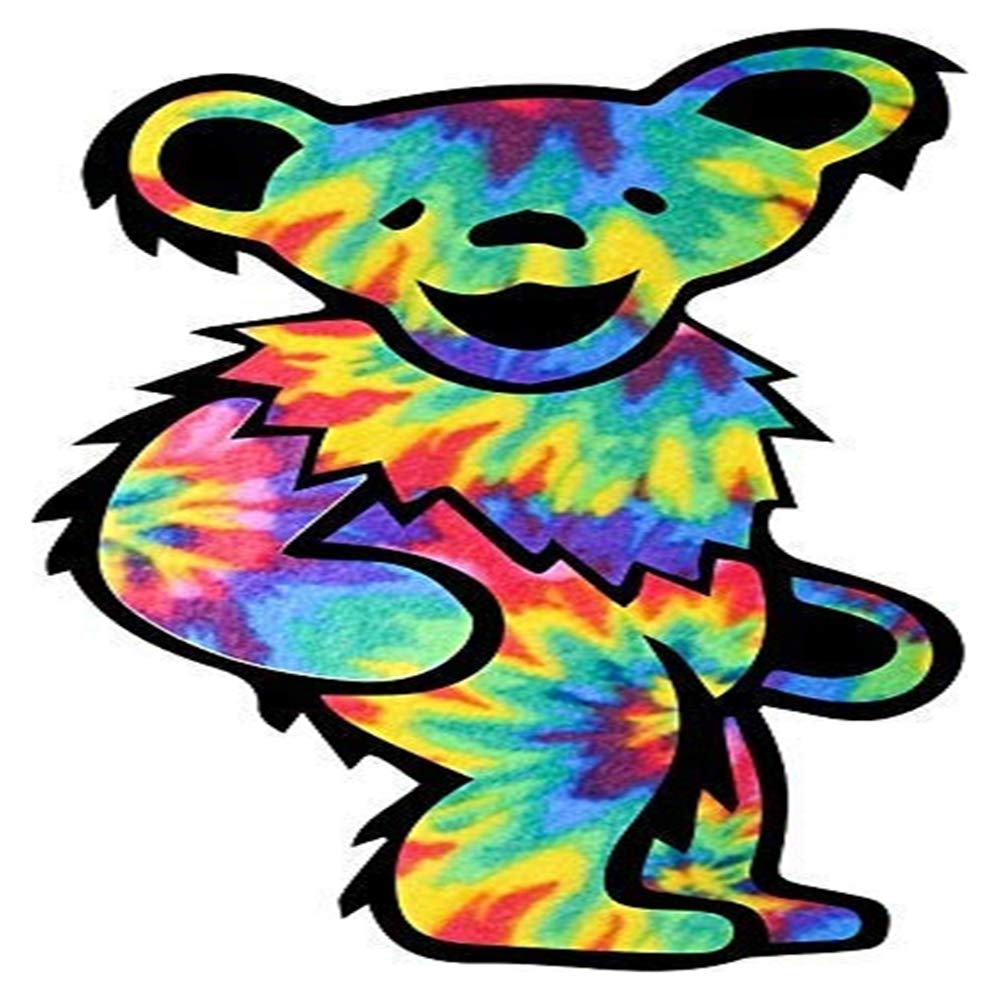 Tie Dye Dancing Bear Vinyl Decal Sticker - Waterproof Car Bumper Sticker for Laptops, Windows, Water Bottles, Luggage & Vehicles - Perfect for Hippie Style, Music Festivals & Boho Home Decor