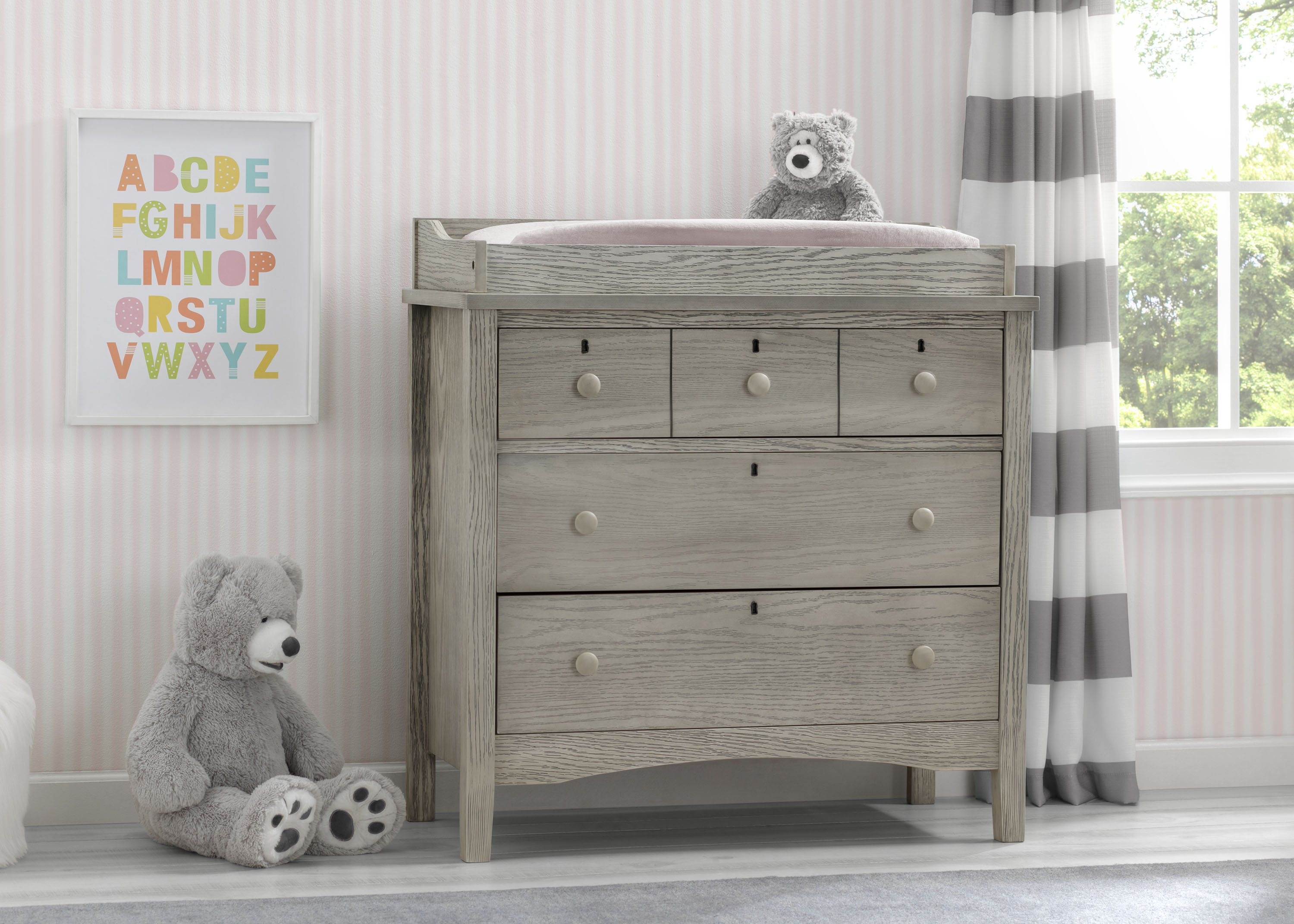 Farmhouse Style 3-Drawer Baby Dresser with Changing Table Top | Sturdy Interlocking Drawers for Nursery Organization | Perfect for Newborn Care & Bedroom Storage