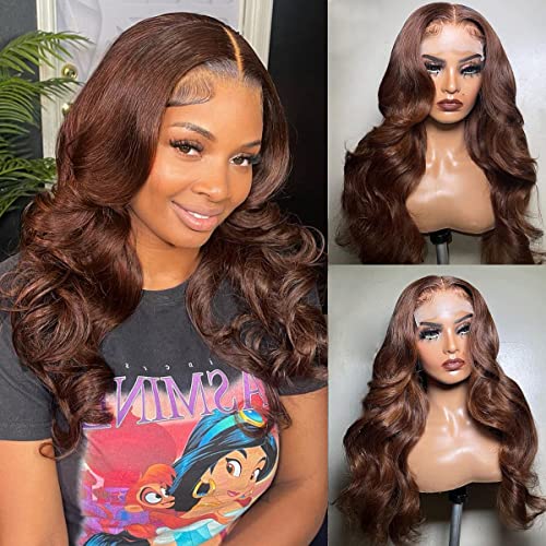 Supernova Chocolate Brown Lace Front Wig - 5x5 HD Lace Closure Body Wave Human Hair Wig for Black Women - 180% Density Colored 20 Inch Lace Front Wigs - Perfect for Daily Wear, Parties & Special Occasions