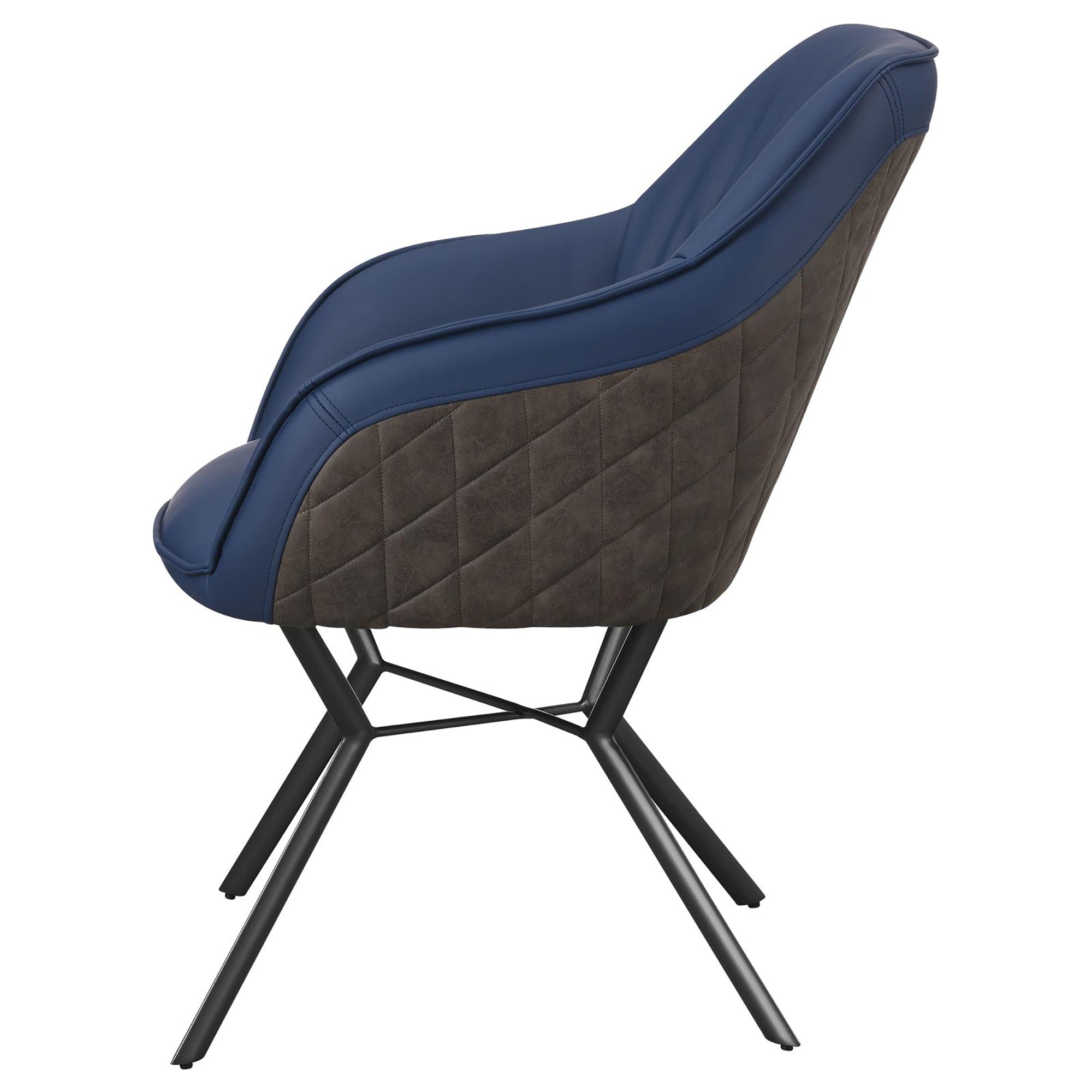 Blue and Gunmetal Upholstered Dining Chairs Set of 2 - Modern Kitchen & Dining Room Furniture for Home Decor, Comfortable Seating for Family Meals & Entertaining Guests