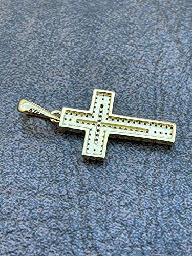 925 Sterling Silver Iced Cross Pendant Necklace - 1