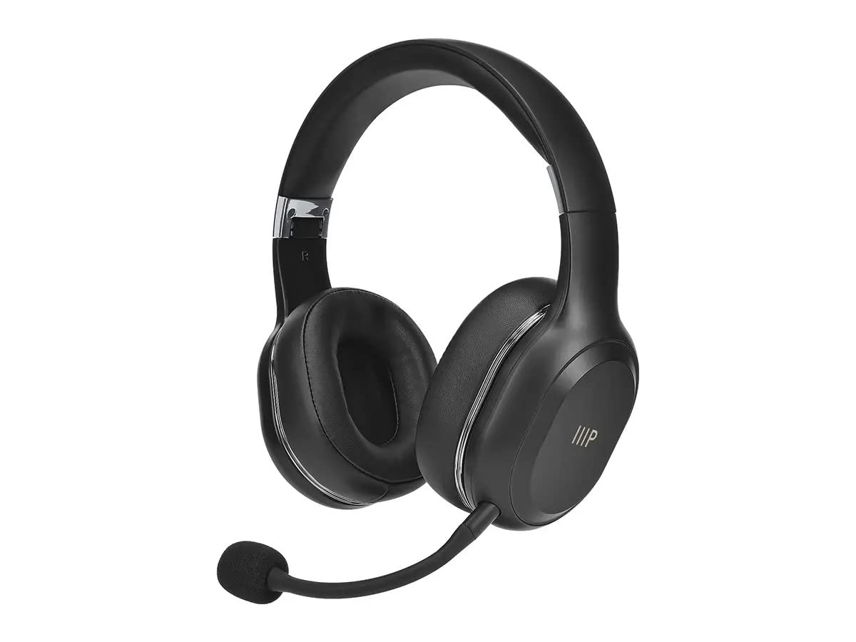 Monoprice Bluetooth 5.0 Headset with Boom Mic - Wireless USB Transmitter for Web Meetings & Gaming