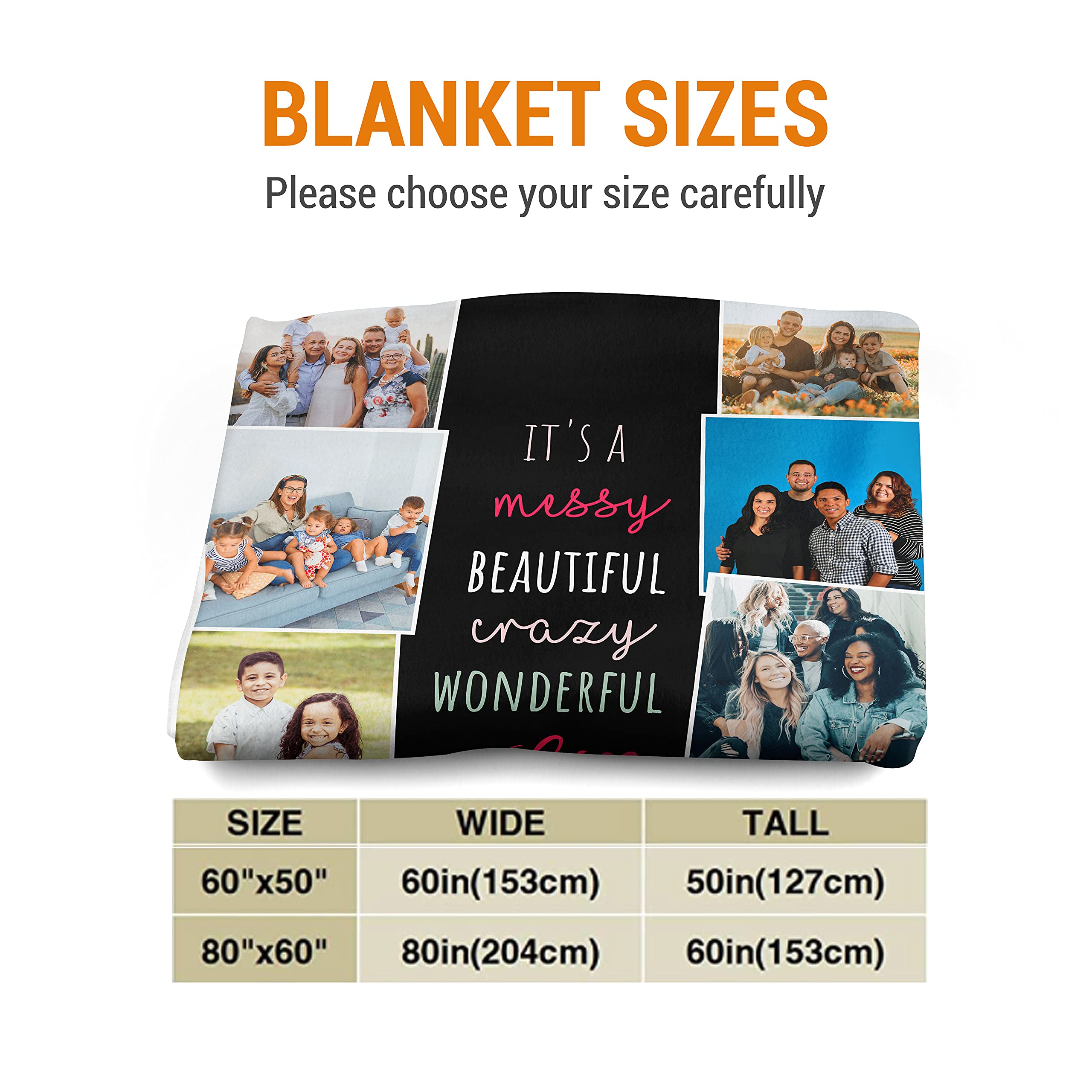 Custom Photo Collage Fleece Blanket 60x80 Inches - Personalized Wedding Anniversary Birthday Gift Blanket with Pictures - Soft Throw Blanket for Couples, Family & Friends - Perfect for Home Decor, Gifts & Cozy Nights