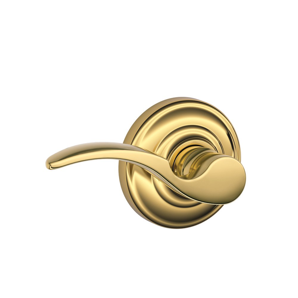 Schlage St. Annes Passage Lever Door Handle - Andover Rose Bright Brass Finish | Secure & Stylish Entryway Hardware for Homes & Offices