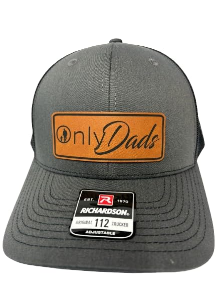 Onlydads Leather Patch Trucker Hat for Men - Stylish Dad Cap with Embroidered Leather Patch, Adjustable Snapback, Charcoal Color - Perfect for Outdoor Activities, Casual Wear & Father's Day Gifts