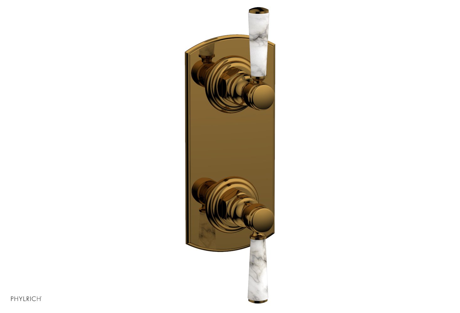 HEX TRADITIONAL / HENRI 1/2 Thermostatic Valve with Volume Control or Diverter - White Marble Handles (4 155) - Perfect for Bathroom & Shower Fixture Upgrades
