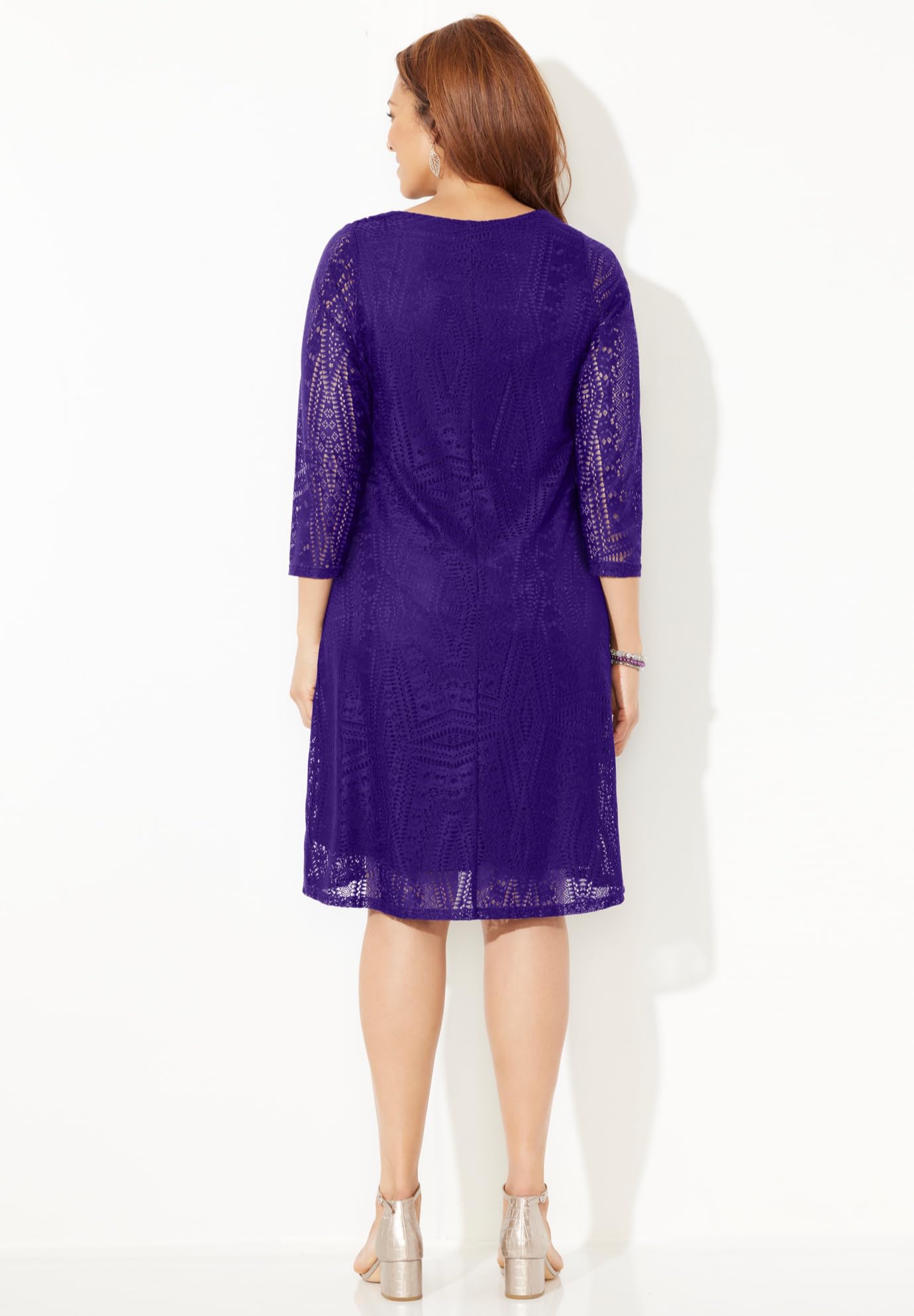 Catherine's Women's Plus Size Ring Neck Crochet Lace Dress for Summer Wedding, Beach Party & Special Occasions