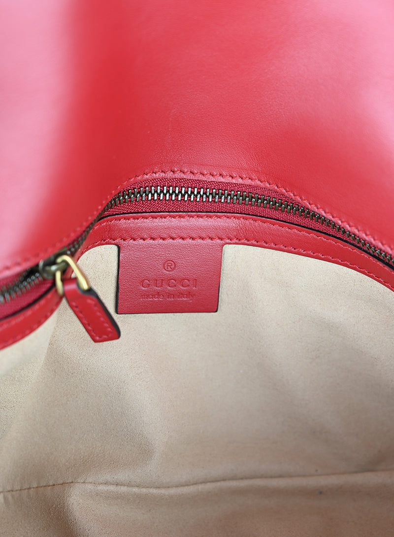 Gucci Marmont Small Leather Shoulder Bag in Red - Elegant Crossbody Purse for Women, Perfect for Date Night & Evening Events