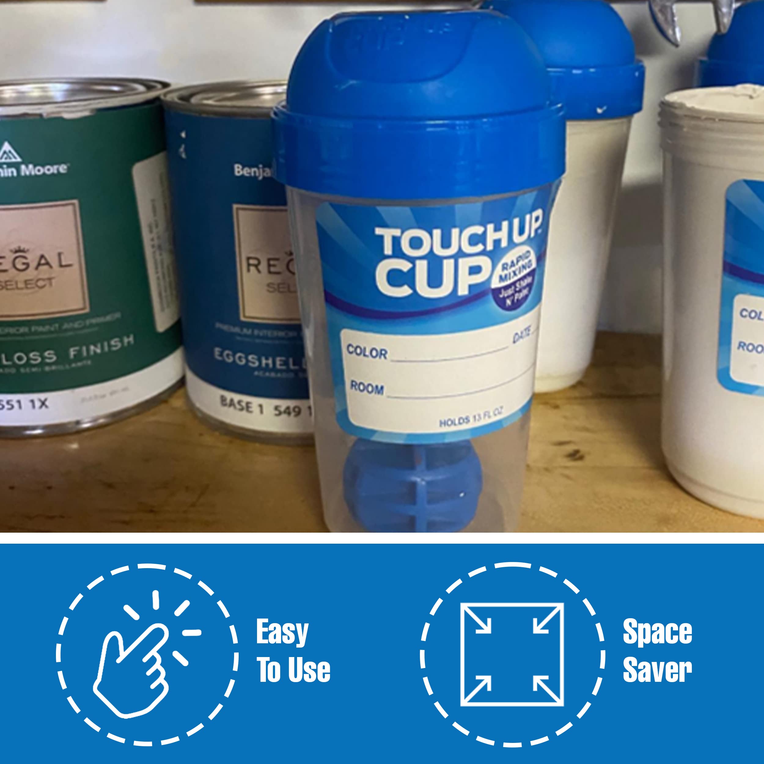 13 oz Empty Plastic Paint Storage Containers with Lids - Pack of 9 for Leftover Paint & Touch Ups | As Seen on Shark Tank | Perfect for DIY Projects, Home Renovations & Small Paint Jobs