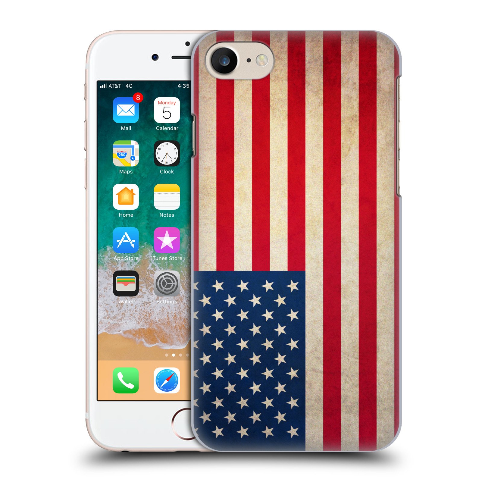 Head Case Designs Vintage USA Flag Hard Back Case for Apple iPhone 7/8/SE 2020 & 2022 - Patriotic Protective Cover for Everyday Use & Travel