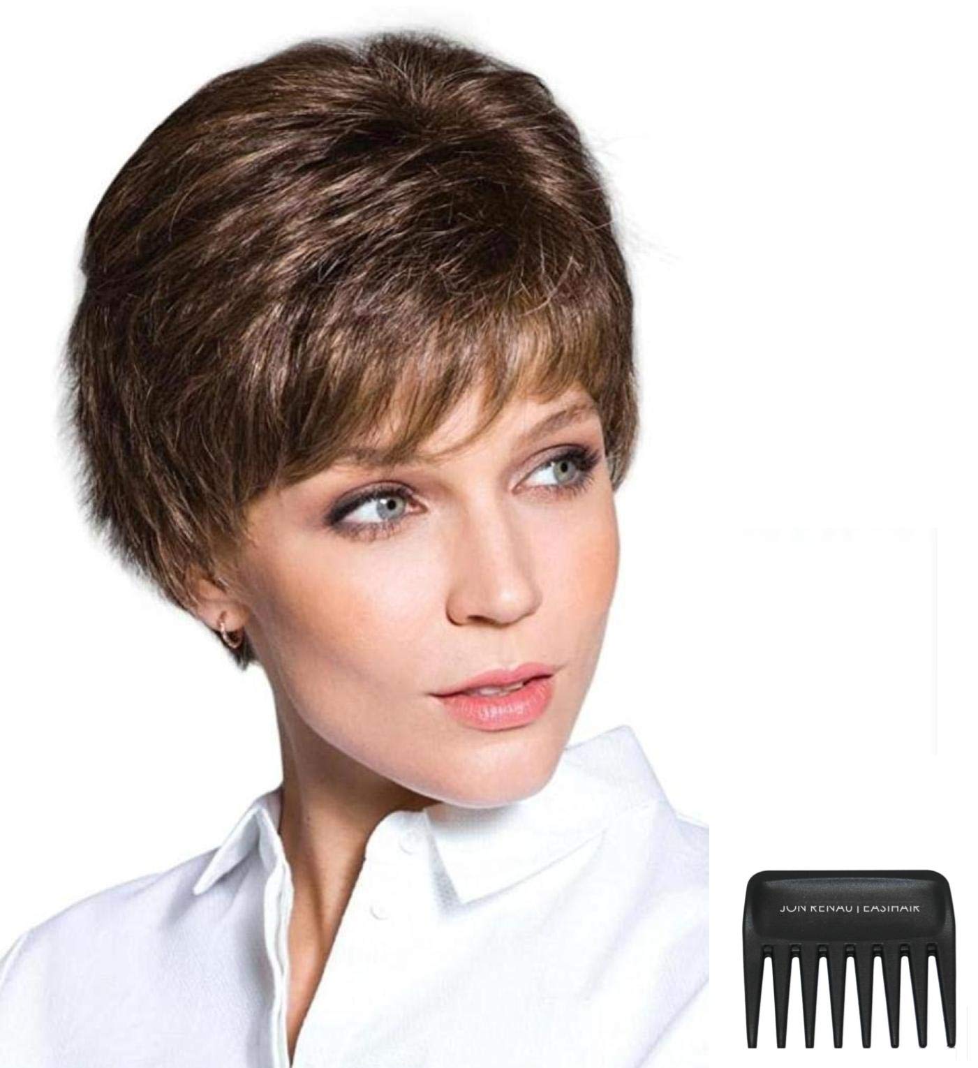 Rene Paris Zoe Wig Bundle - 3 Piece Set with Christy's Wigs Q&A Booklet & Wide Tooth Comb in Coffee Latte | Perfect for Cosplay, Costume Parties & Everyday Wear