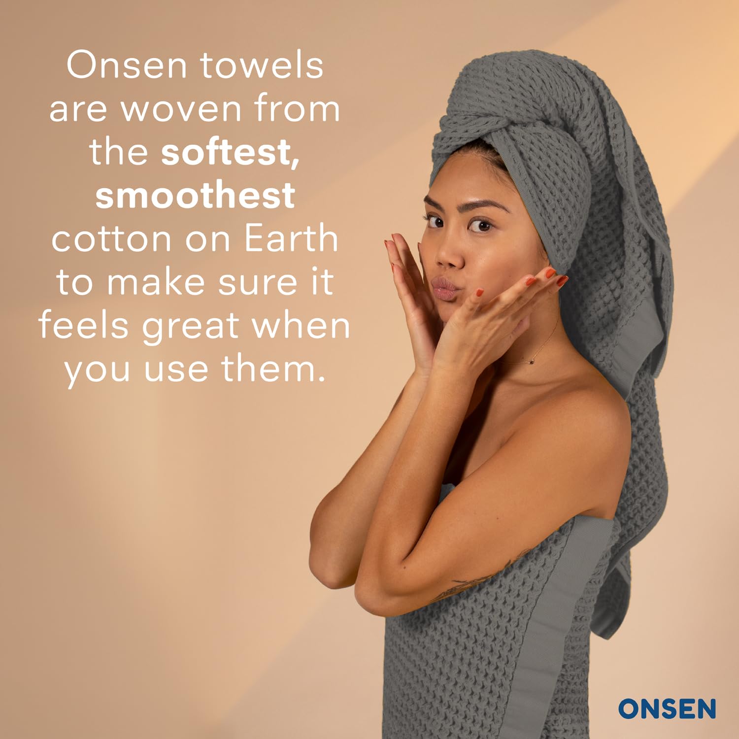 Premium ONSEN® Bath Sheet - 100% Supima Cotton, Ultra Soft & Lightweight, Cinder Grey - Perfect for Spa, Luxury Bath & Hotel Style Bathroom Experience