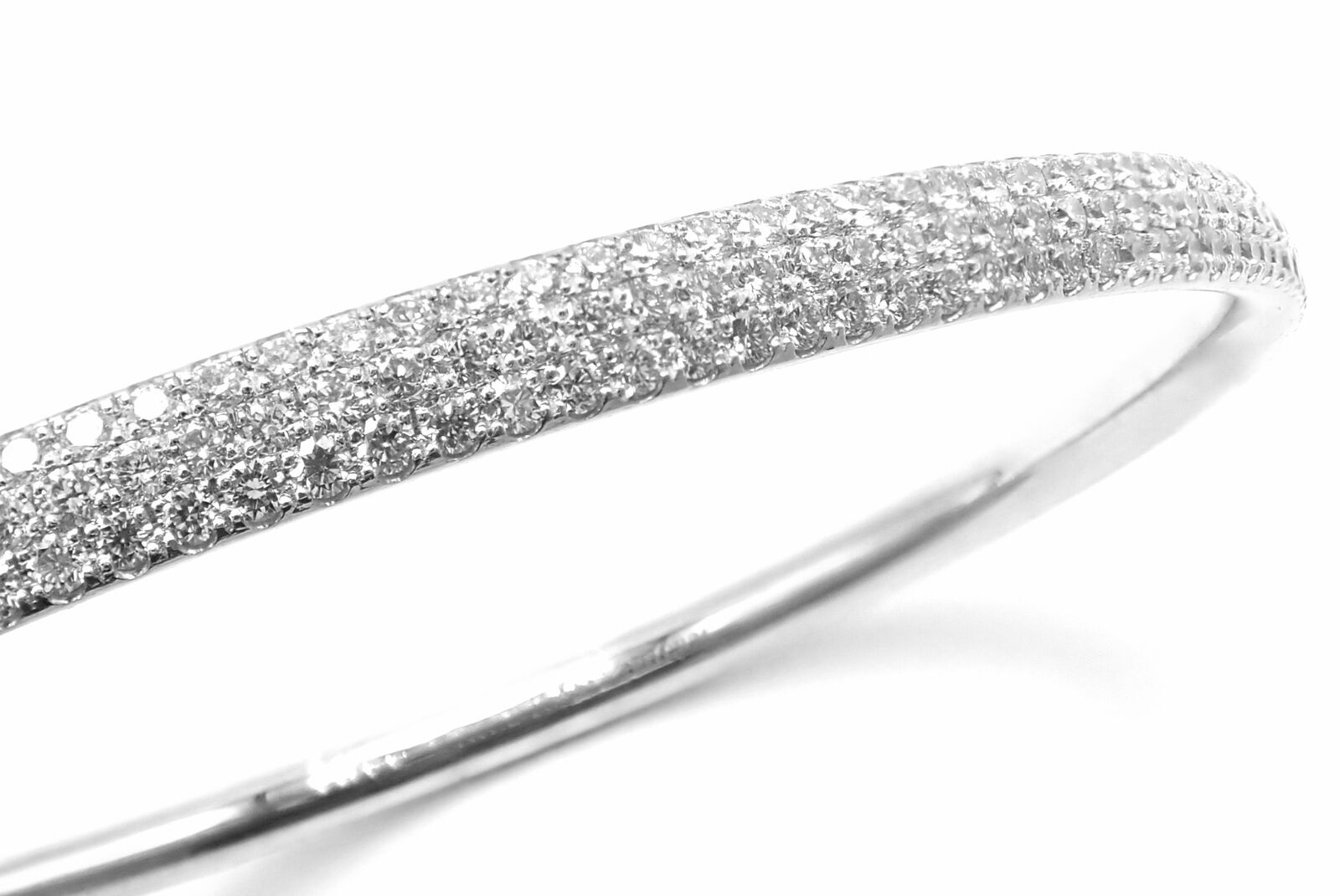 Tiffany & Co Metro 18k White Gold Full Diamond Three Row Bangle Bracelet - Luxury Diamond Tennis Bracelet for Women - Perfect for Weddings, Anniversaries & Special Occasions