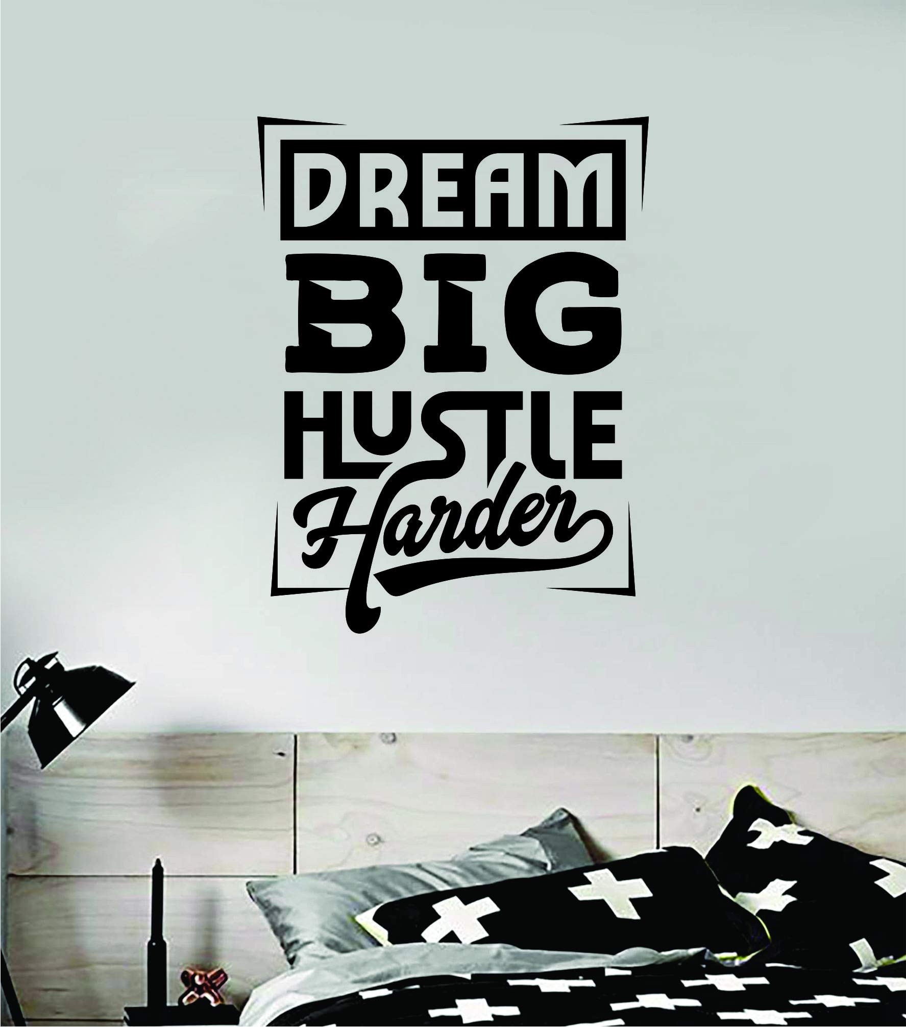 Dream Big Hustle Harder Vinyl Wall Decal Sticker - Motivational Home Decor for Bedroom, Gym, Office & Nursery - Inspirational Art for Fitness, Workout & Sports Enthusiasts