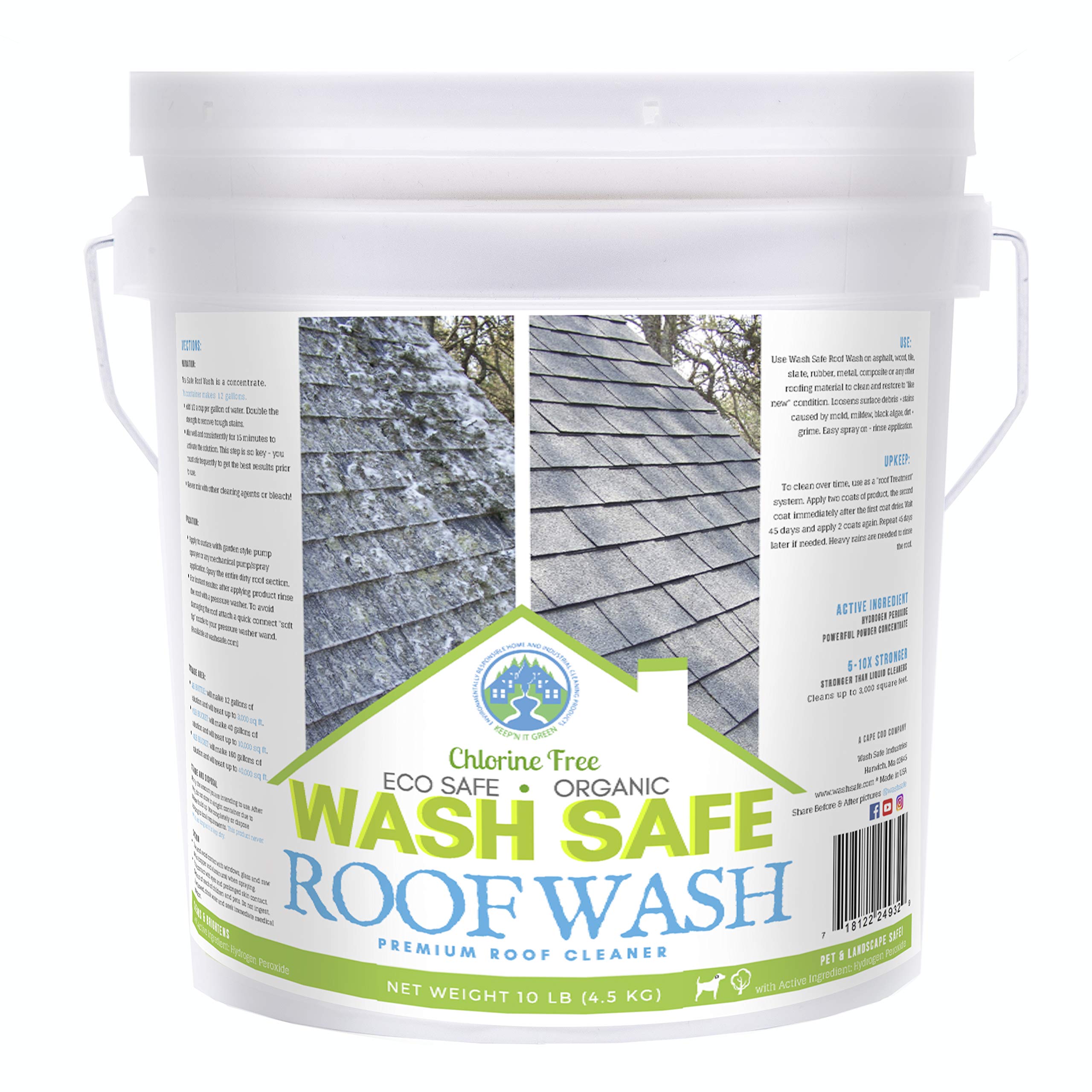 Premium Eco-Safe Organic Roof Cleaner - 10 lb Container for Effective Roof Cleaning & Algae Removal | Ideal for Home, Commercial & Outdoor Use