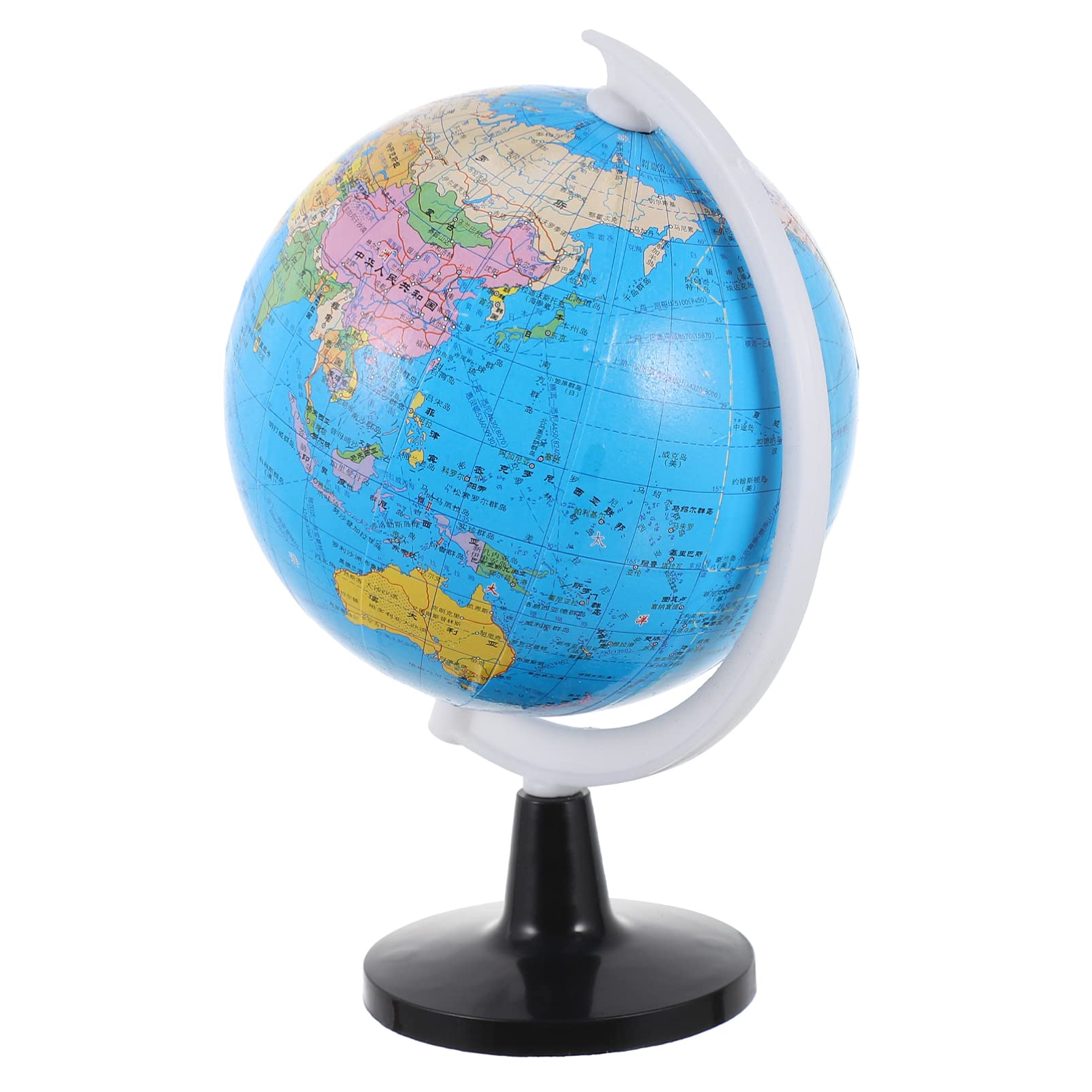 Vintage Rotating World Globe Decor - Desk Topper for Home, Office & Classroom - Educational Earth Map for Kids - Plastic Tabletop Decor with Stand - Perfect for Geography Learning, Room & Study Decorations