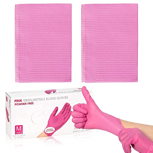 Ranrose 125PCS Disposable Nail Art Towels & 100PCS Latex-Free Nitrile Gloves Set - Waterproof Salon Table Mat for Professional Manicure & Pedicure | Perfect for Nail Salons, Home Nail Care, and DIY Beauty Treatments