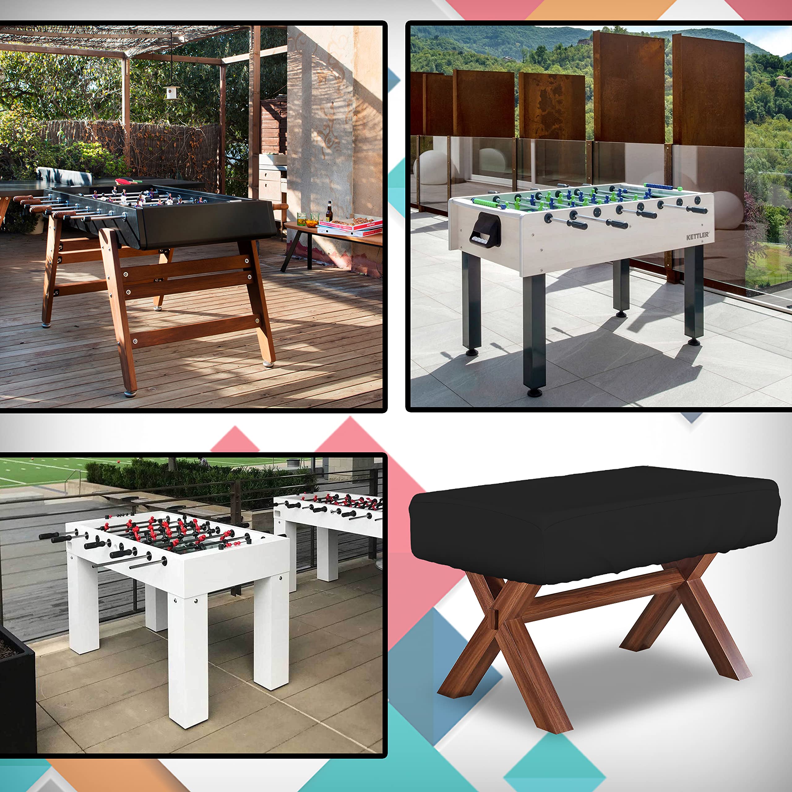 Waterproof Foosball Table Cover 12 Oz - Heavy Duty Weather Resistant Outdoor Game Table Cover with Elastic Edges (56