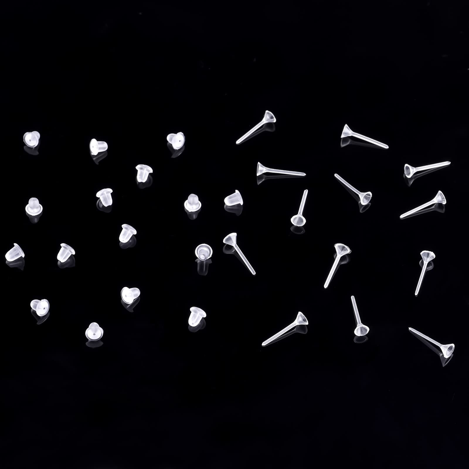 100 Pairs Clear Plastic Earrings for Women & Men - Invisible Earring Protectors, 3mm Cup-Headed Stud Earrings for Sports, DIY Jewelry Making - Gym, Running, Workout, Swimming, Daily Wear