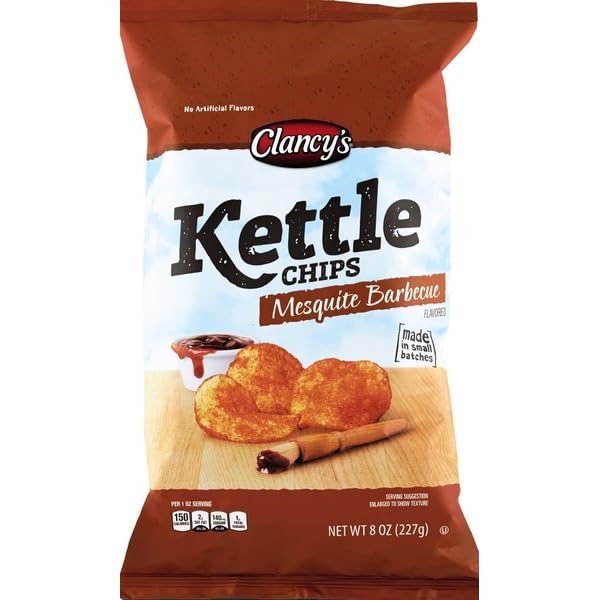 Clancy's Kettle Chips - Mesquite Barbecue Flavor - 8 oz (227g) Bag - Crunchy Snack for Parties, Picnics & Game Nights - Pack of 1