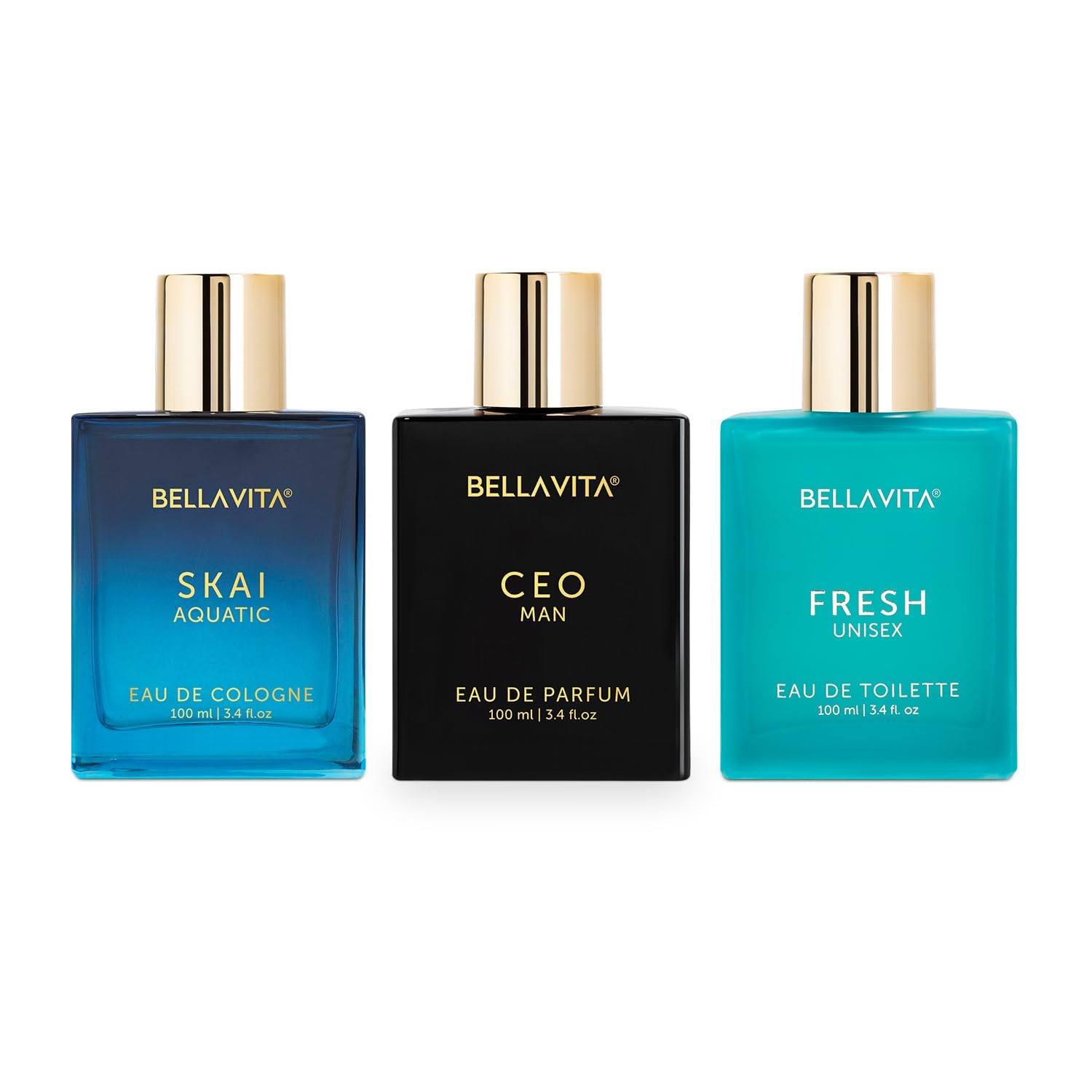 Premium Long-Lasting Aquatic Fragrance Set for Men & Women - 3 Luxury Eau de Toilette & Eau de Parfum (100ml Each) | Fresh EDT, Skai EDC & CEO Men EDP | Perfect for Office, Date Night & Special Occasions