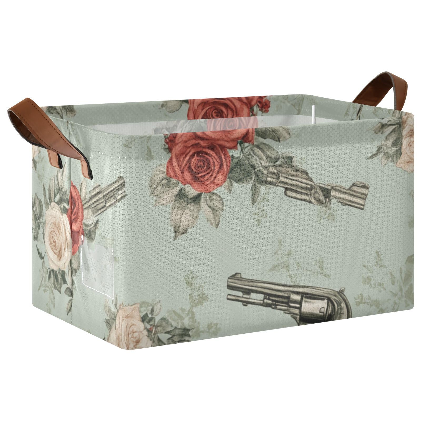 Gothic Rose Metal Fabric Storage Baskets with Handles - 2 Pack Organizer Bins for Closet, Shelf, Cabinet & Bookcase - Perfect for Home, Office & Laundry Room Organization