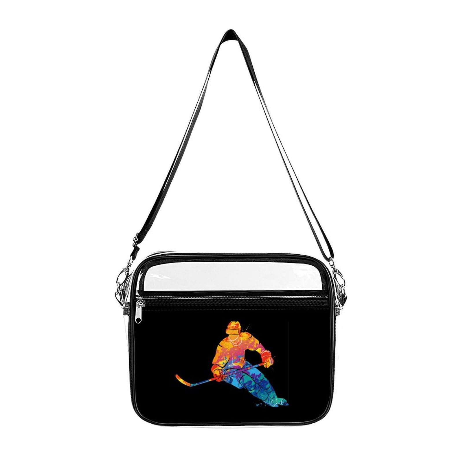 Clear Hockey Stadium Bag - Waterproof Shoulder Messenger Bag with 2 Compartments & Crossbody Strap | Perfect for Sports Games, Concerts & Travel (Complies with NHL Arena Bag Policies)