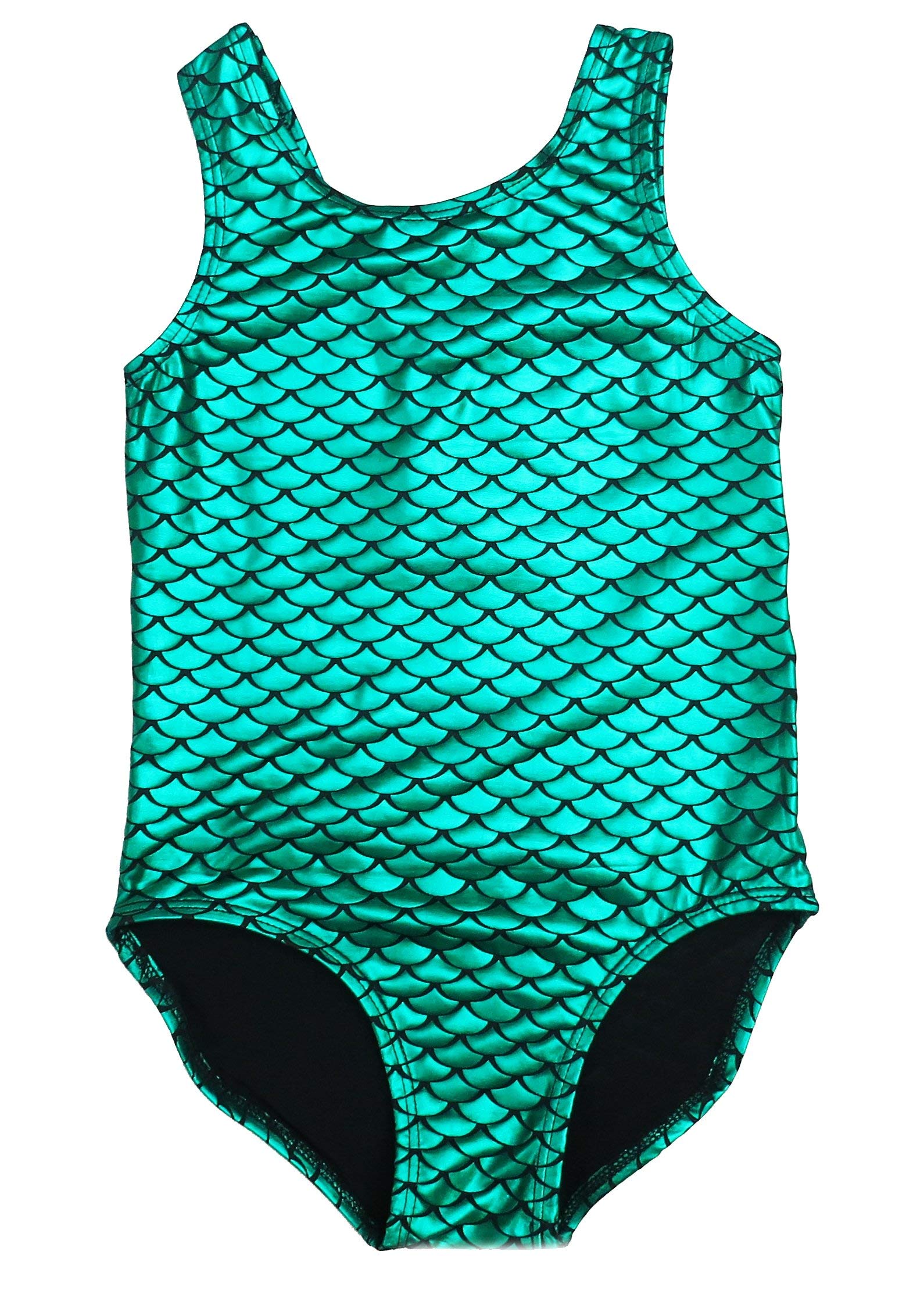 Green Fish Scale Mermaid Tank Leotard for Girls - Sparkly Dance Costume for Ballet, Gymnastics & Underwater Photography