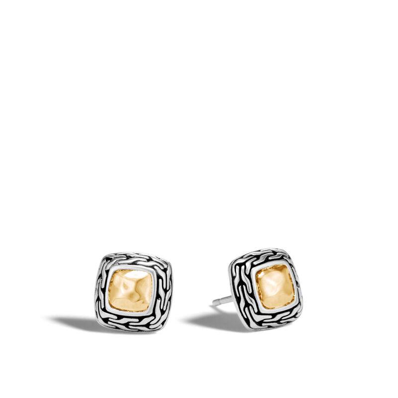 Classic Chain Hammered Stud Earrings for Women - Sterling Silver Minimalist Dainty Jewelry - Perfect for Everyday Wear, Gift Giving & Special Occasions