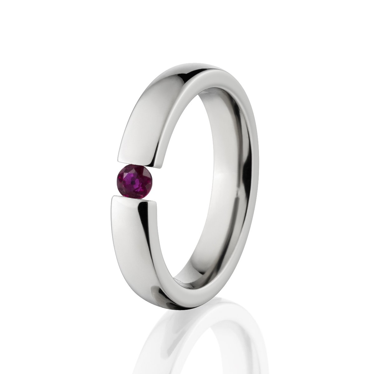 Titanium Ruby Ring - Stunning Tension Set Jewelry for Women