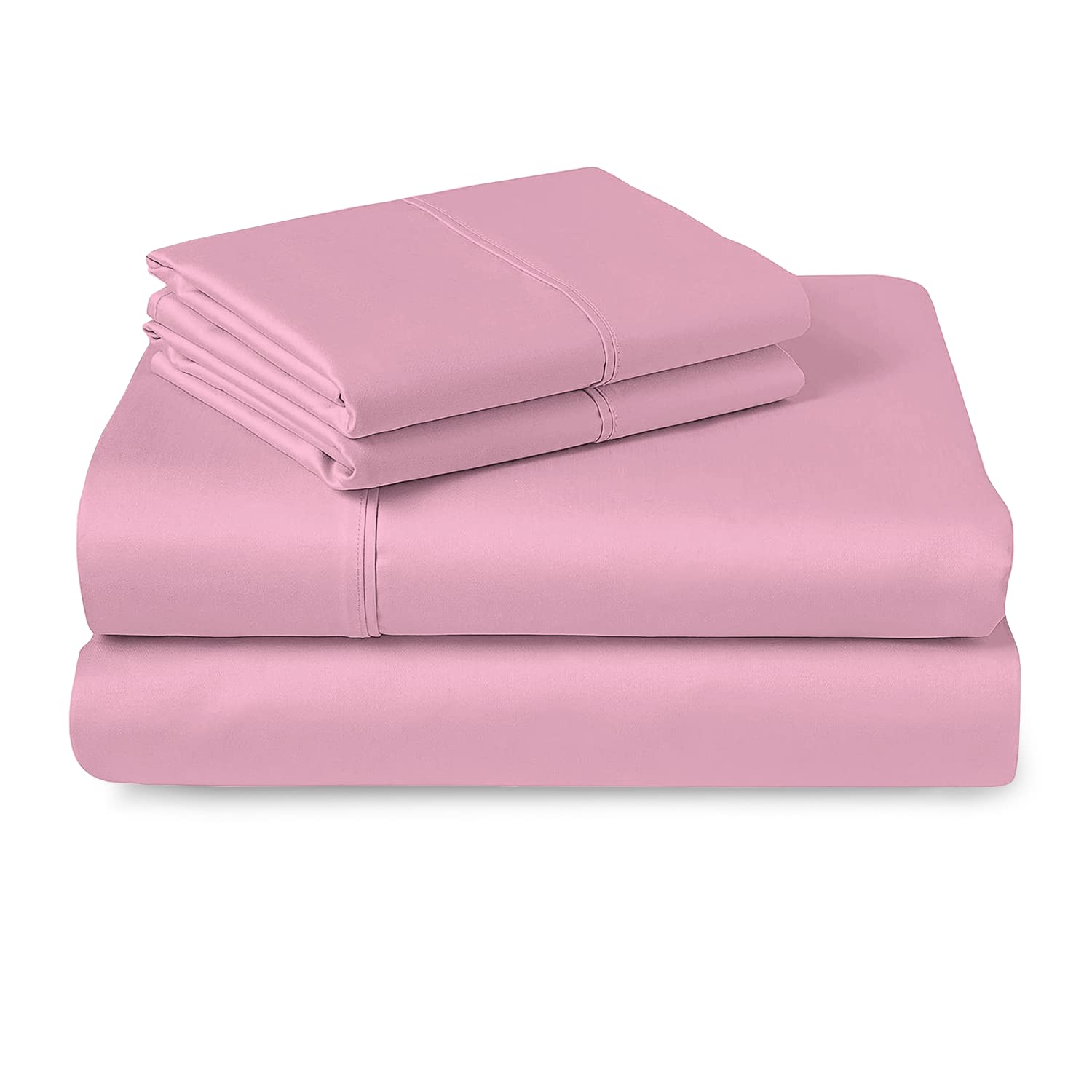 400 Thread Count 100% Long Staple Cotton Split King Sheet Set - Luxurious Sateen Weave, Breathable & Deep Pocket (Fits 15