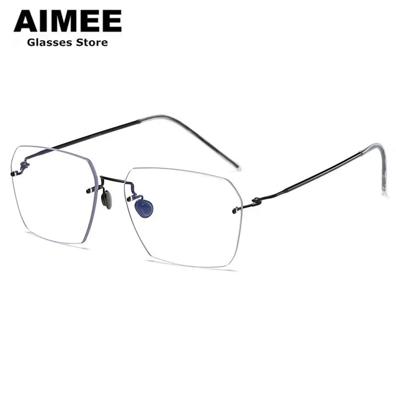 Aimee Women's Rimless Flat Top Polygon Titanium Eyeglasses 92128 - Lightweight & Durable Titanium Frame for Work, Reading & Fashion