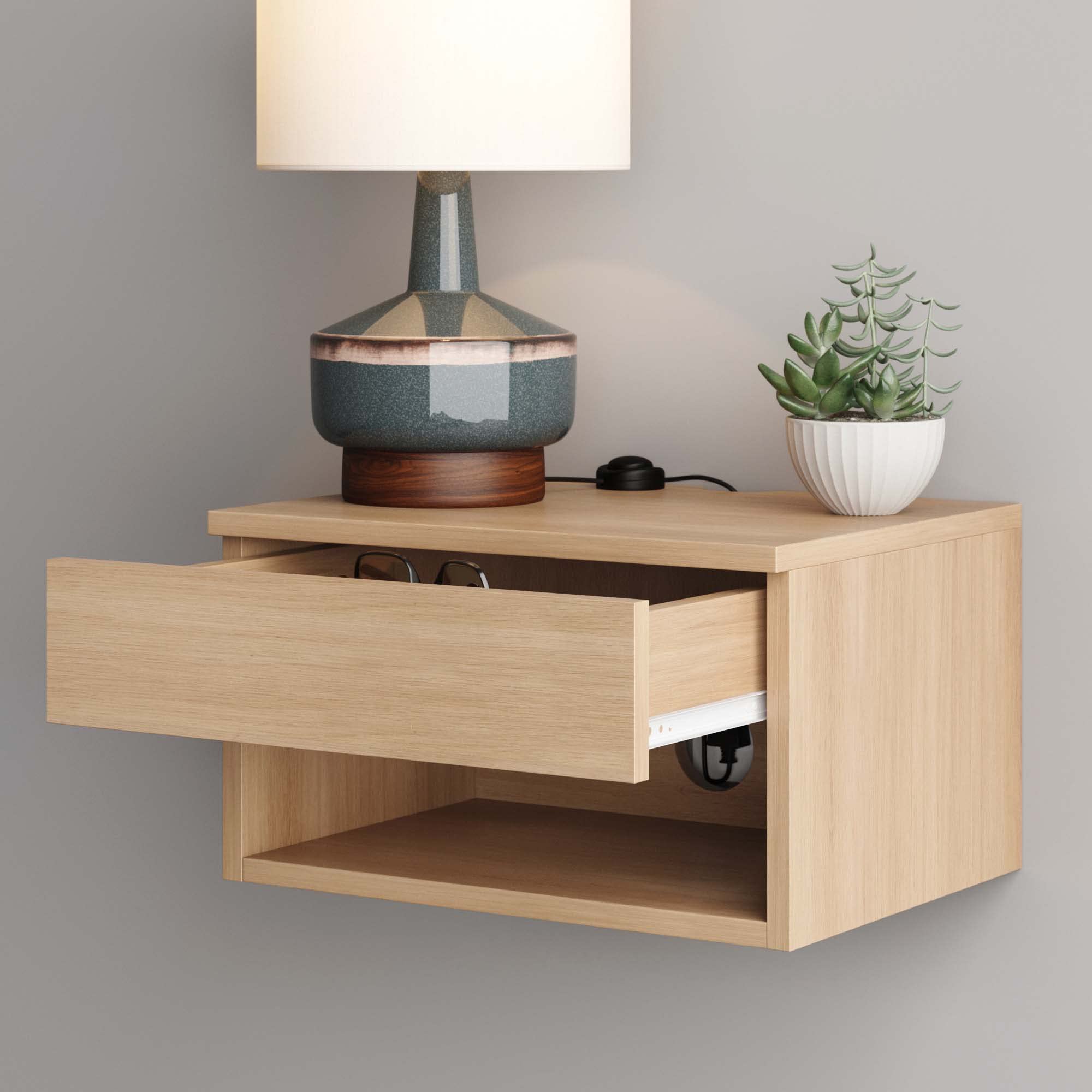 Nathan James Harper Nightstand - Modern Light Oak Wood Side Table with Storage Drawer, Perfect for Bedroom, Living Room or Office