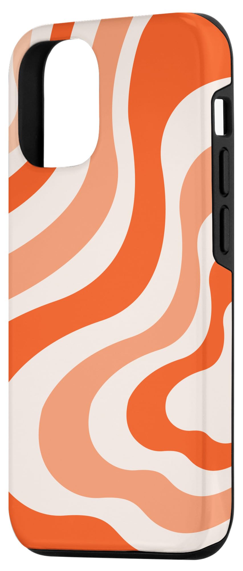 Retro Liquid Swirl Abstract Pattern iPhone 12/12 Pro Case - Orange Shockproof Protective Cover for Everyday Use, Travel & Outdoor Activities