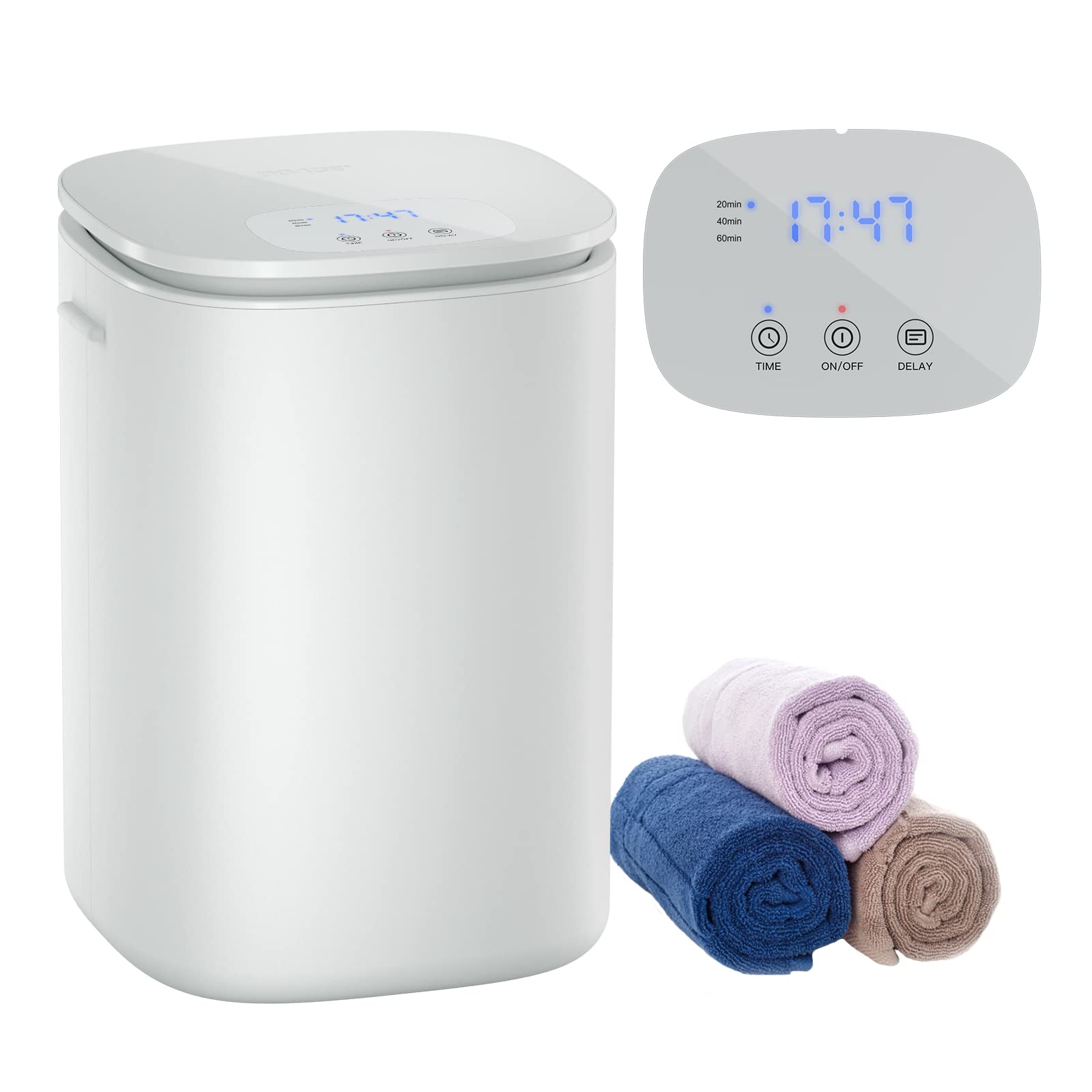 DOACE 26L Large Electric Towel Warmer Bucket with LED Display - Adjustable Heat Timer (20/40/60 Min), 24H Delay Timer - Perfect for Bathrobes, PJs, Blankets & Oversized Towels - Ideal for Spa, Salon & Home Bathroom Relaxation