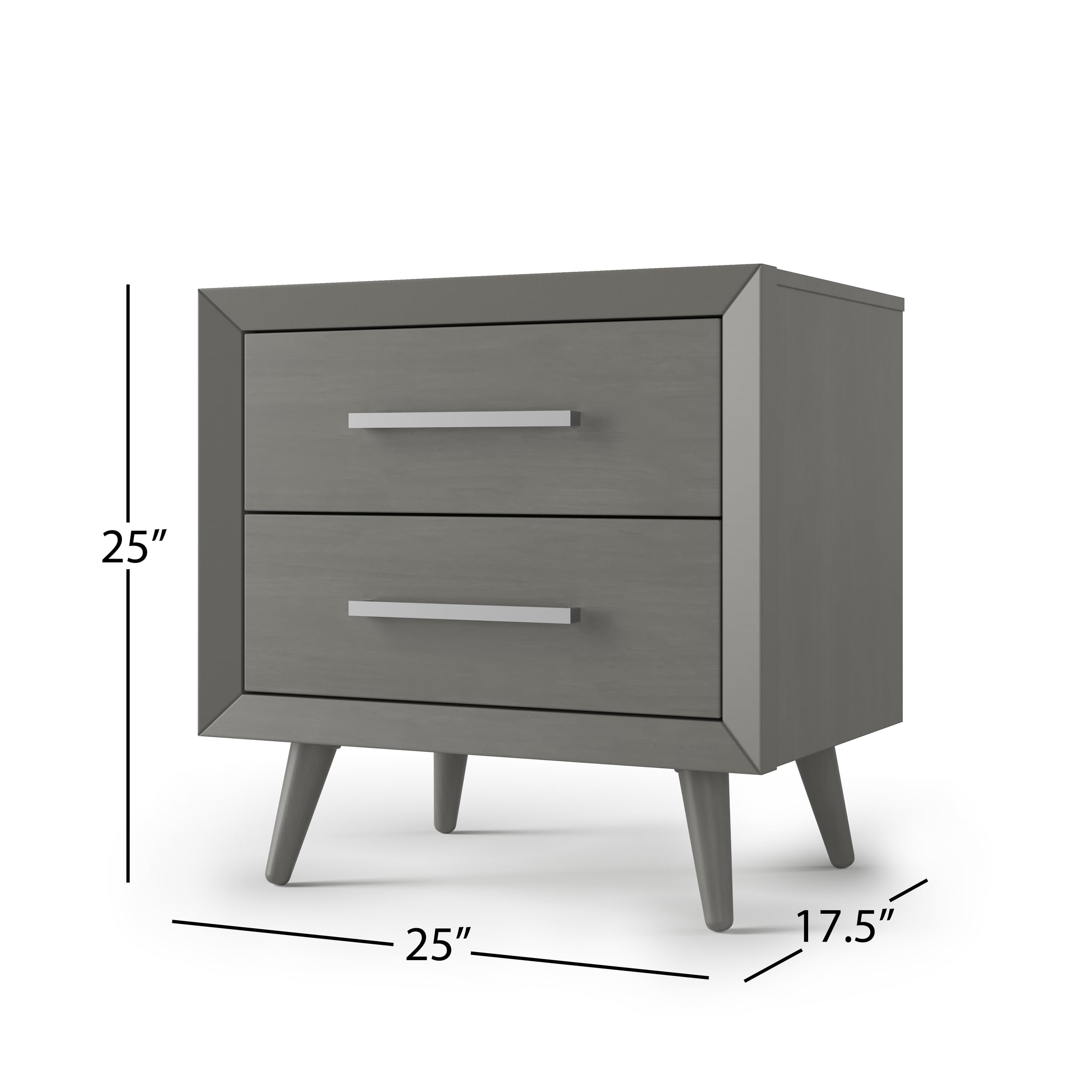 Child Craft Cranbrook 2-Drawer Nightstand - Sturdy Pinewood Nursery & Bedroom Side Table with Large Storage Drawers, Non-Toxic Baby-Safe Finish in Lunar Gray - Perfect for Kids' Rooms, Guest Bedrooms & Small Space Storage Solutions