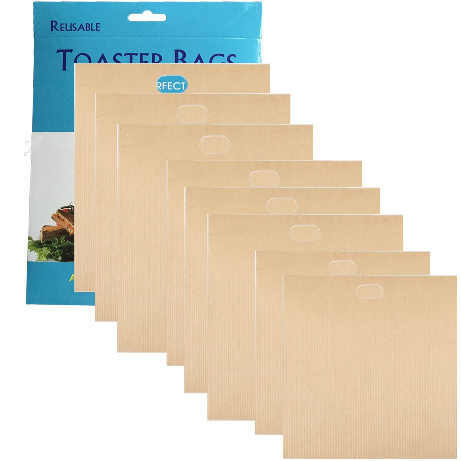 8 Pack Nonstick Reusable Toaster Bags - Easy Clean for Grilled Cheese, Toast, Bread & Snacks | Perfect for Breakfast, School Lunches & Quick Meals