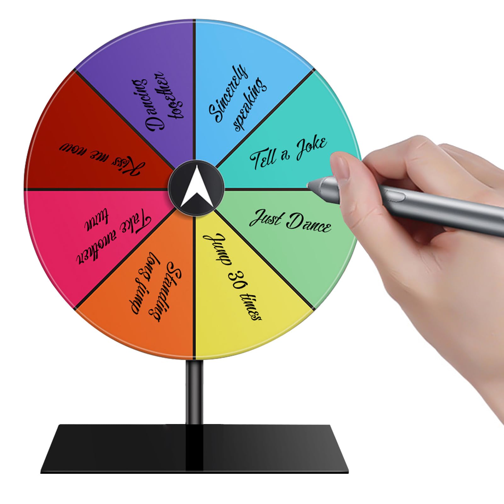 8-Slot Color Tabletop Prize Spin Wheel - Acrylic Dry Erase Spinner Game with 360° Rotation for Carnivals, Festivals, Parties & Classroom Activities - Perfect for Decision Making, Raffles & Fun Games (Model: OM3245RJ5D8V72144)