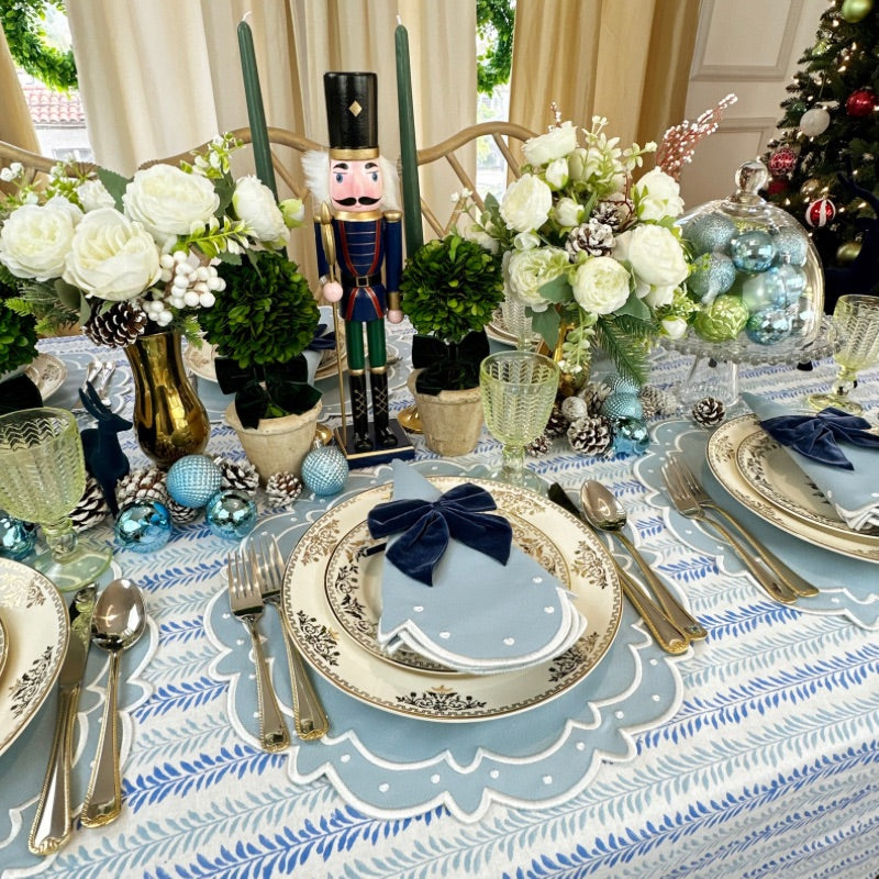 Premium Blue Ava Napkins - Set of 4 Soft Cotton Dinner Napkins for Elegant Dining, Parties & Home Decor