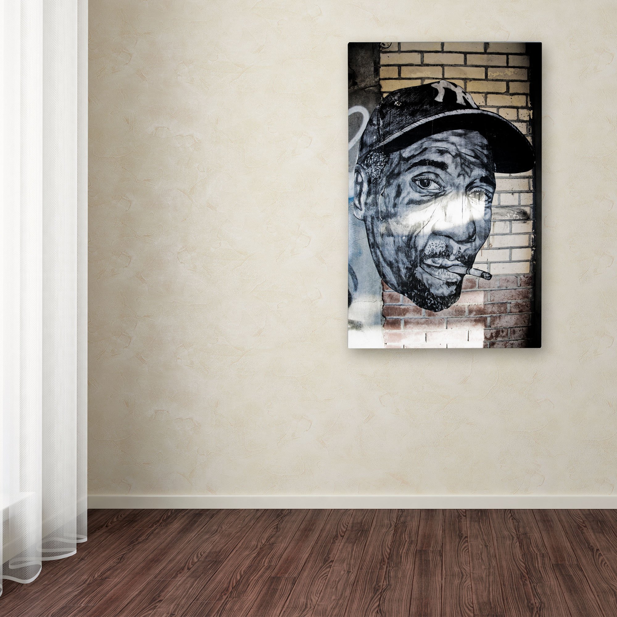 Yale Gurney Hip-Hop Yankee Fan Pop Art Canvas Print - 16x24 Inch Trademark Fine Art for Home & Office Decor | Perfect for Sports Fans & Urban Art Lovers