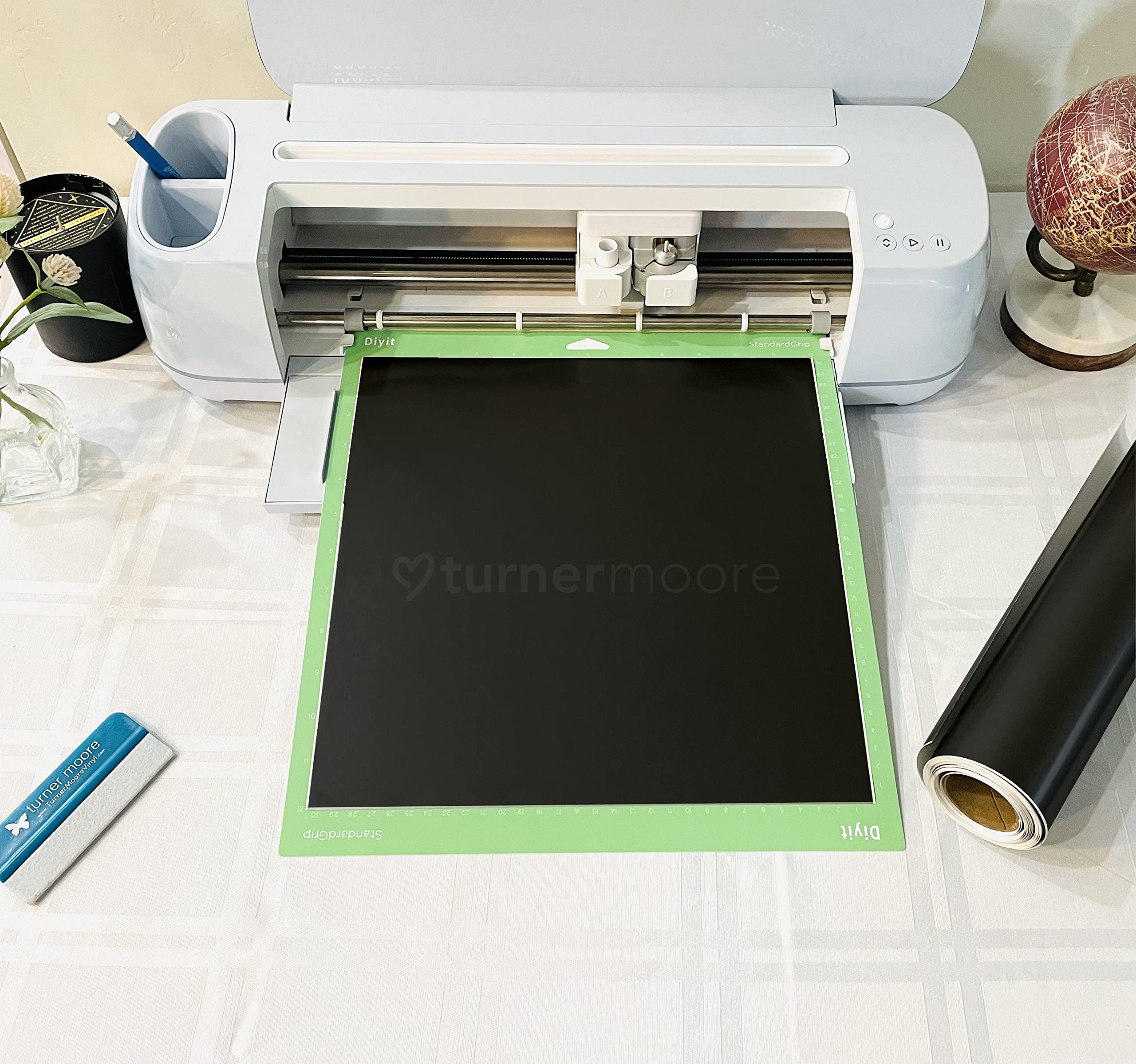 Turner Moore Edition - 5-Pack Matte Black Removable Vinyl Sheets (12x12 Inch) for DIY Crafts, Wall Decals, Nursery Decor & Kids Room Stickers - Perfect for Scrapbooking, Home Decoration, School Projects & Temporary Wall Art