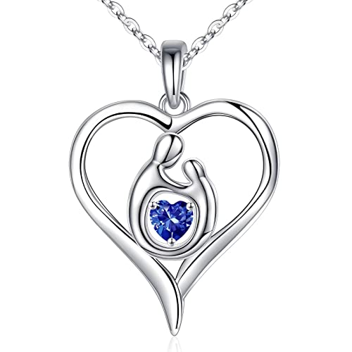 Mom Daughter Necklace Gifts - S925 Sterling Silver Heart Birthstone Necklace for Women | Anniversary, Christmas, Valentine's Day, Mother's Day & Birthday Gift Ideas | Perfect for New Moms, Bonus Moms & Special Occasions