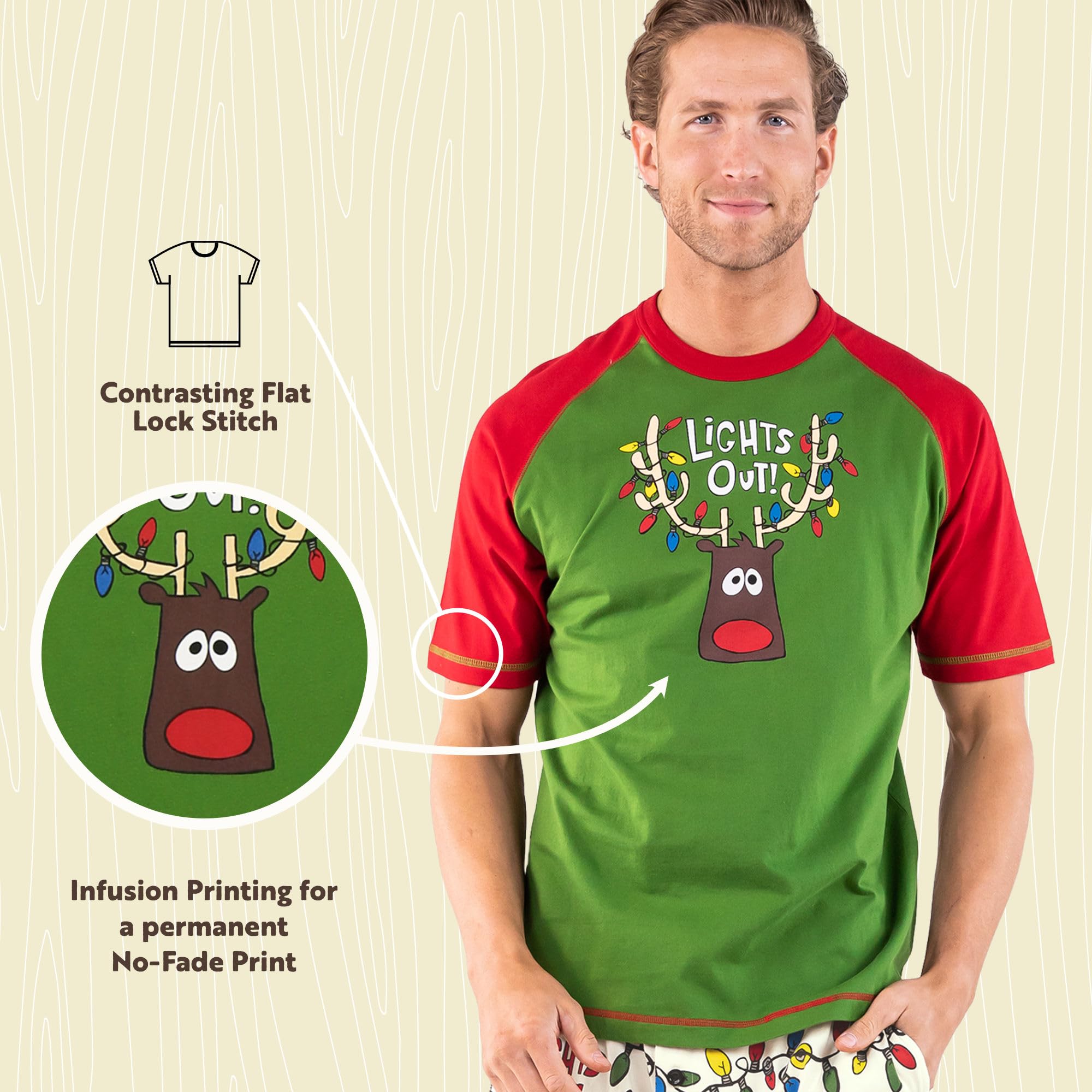 Lazy One Men's Pajama Shirts - Short & Long Sleeve Cotton Sleepwear & Lounge Tees - Funny Graphic T-Shirts for Comfortable Sleep & Relaxation at Home