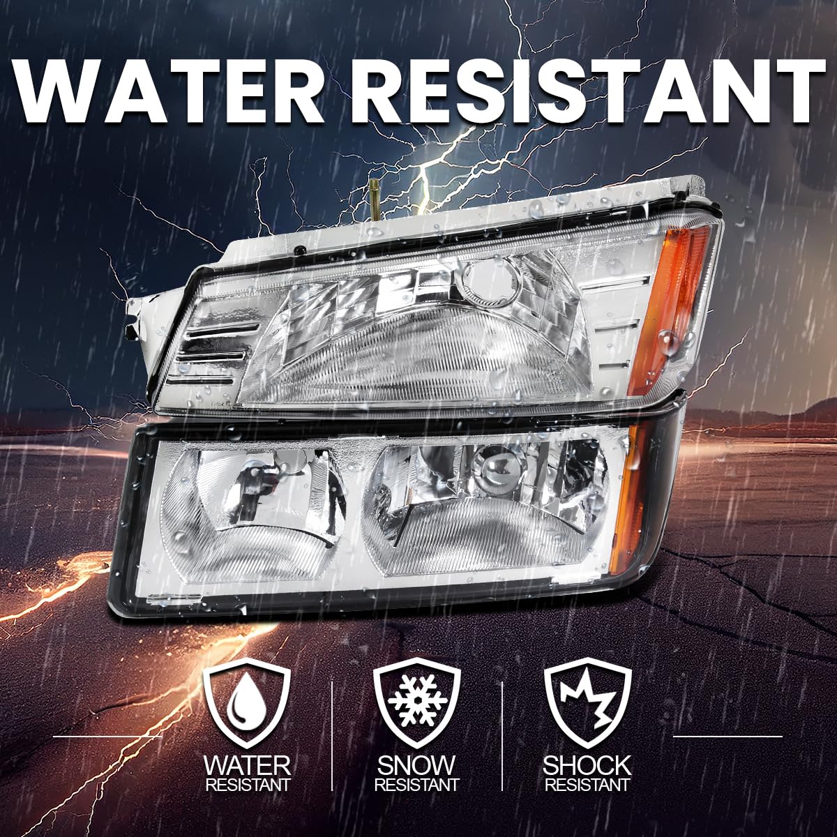 Spec-D Tuning Chrome LED Headlights & Bumper Lights for 2002-2006 Chevy Avalanche 1500/2500 Pickup Truck - Left & Right Headlamp Assembly - Upgrade Your Night Driving & Off-Road Adventures