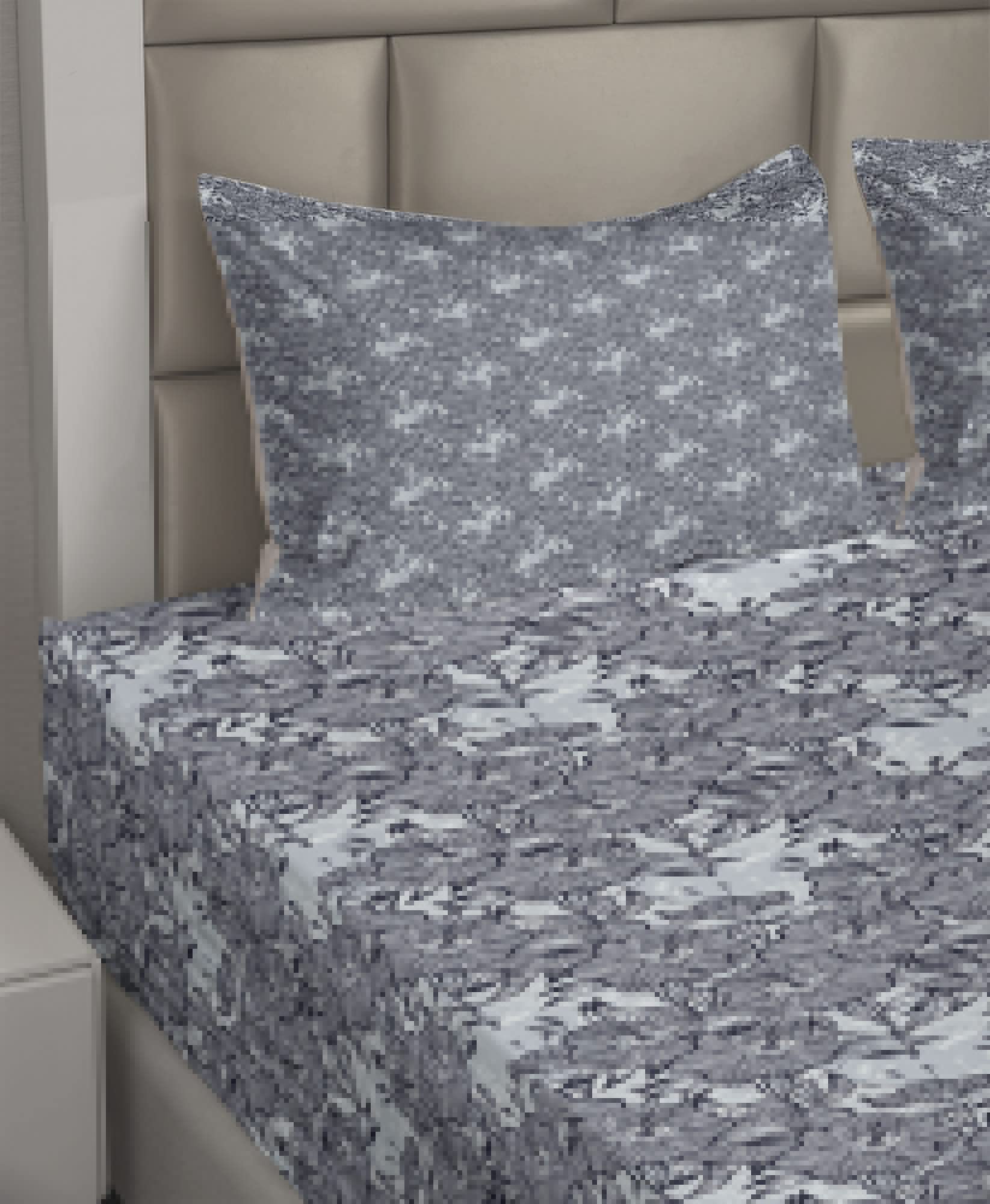 Ambesonne Floral King Sheet Set - 4 Piece Bedding with Bindweed Flower Bells Design, Fitted & Flat Sheets + Pillowcases, Blue Grey Night Blue - Perfect for Master Bedroom, Guest Room & Cozy Home Decor