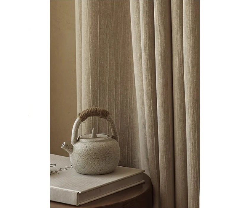 Soft Natalie Crinkled Chenille Curtain Fabric Swatch - Textured Window Treatment Sample for Living Room, Bedroom & Nursery Decor