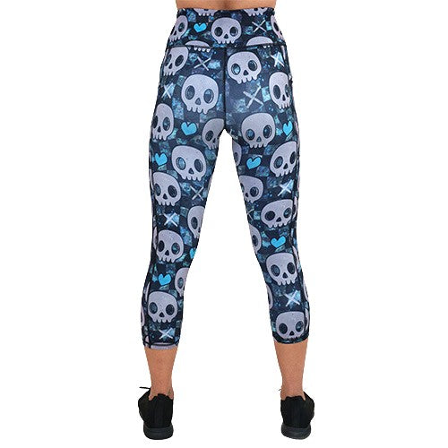 Emo Skulls Print Leggings for Women - Gothic Punk Rock Style Yoga Pants - Perfect for Halloween, Concerts & Alternative Fashion